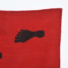 Midcentury Red Black Foot Wall Hanging, Tapestry ART after Pedro Friedeberg
