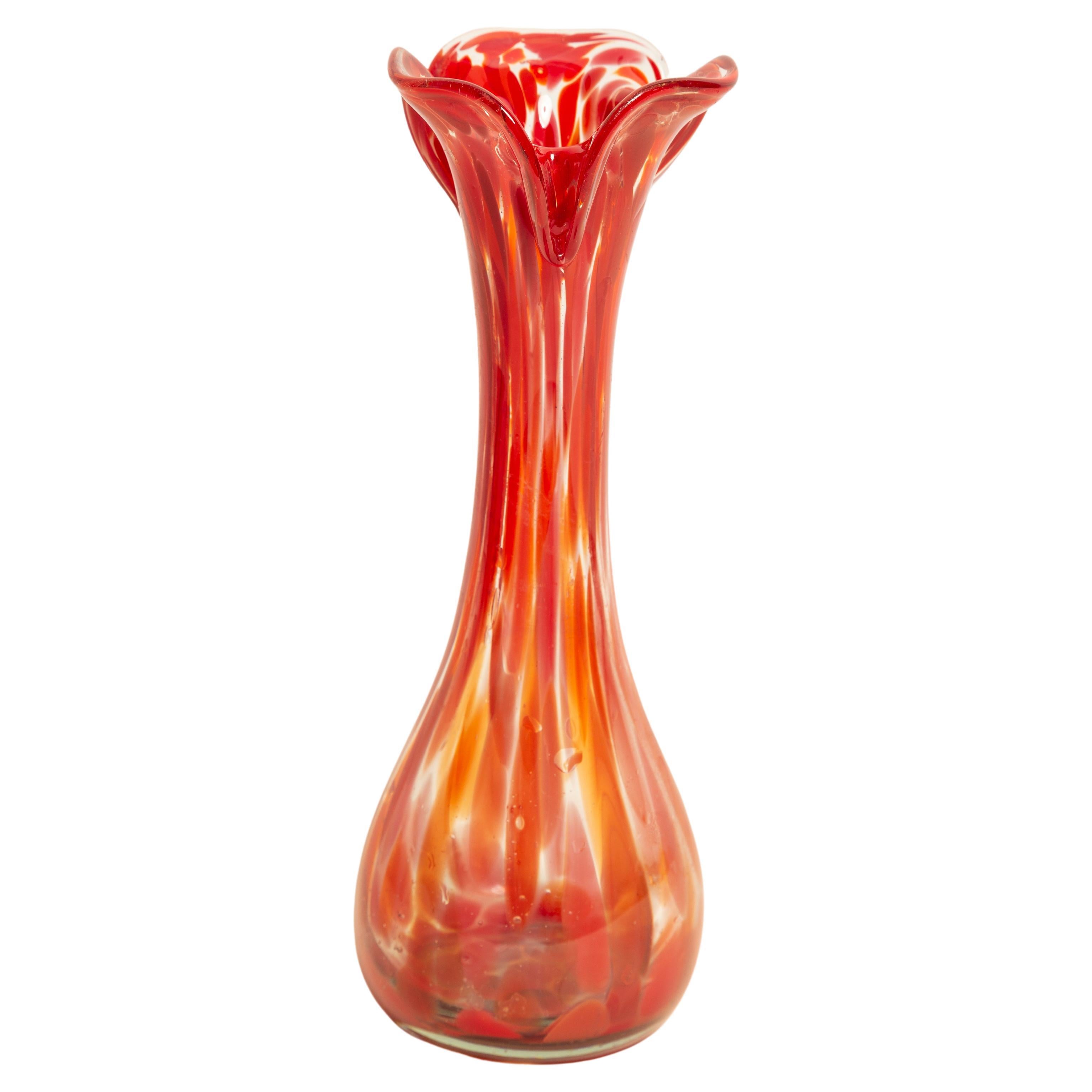 Set of Two Mid Century Vintage Grey and Pink Crystal Vases, Italy