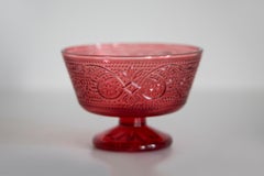 Mid Century Vintage Red Glass Sugar Bowl, Italy, 1960s