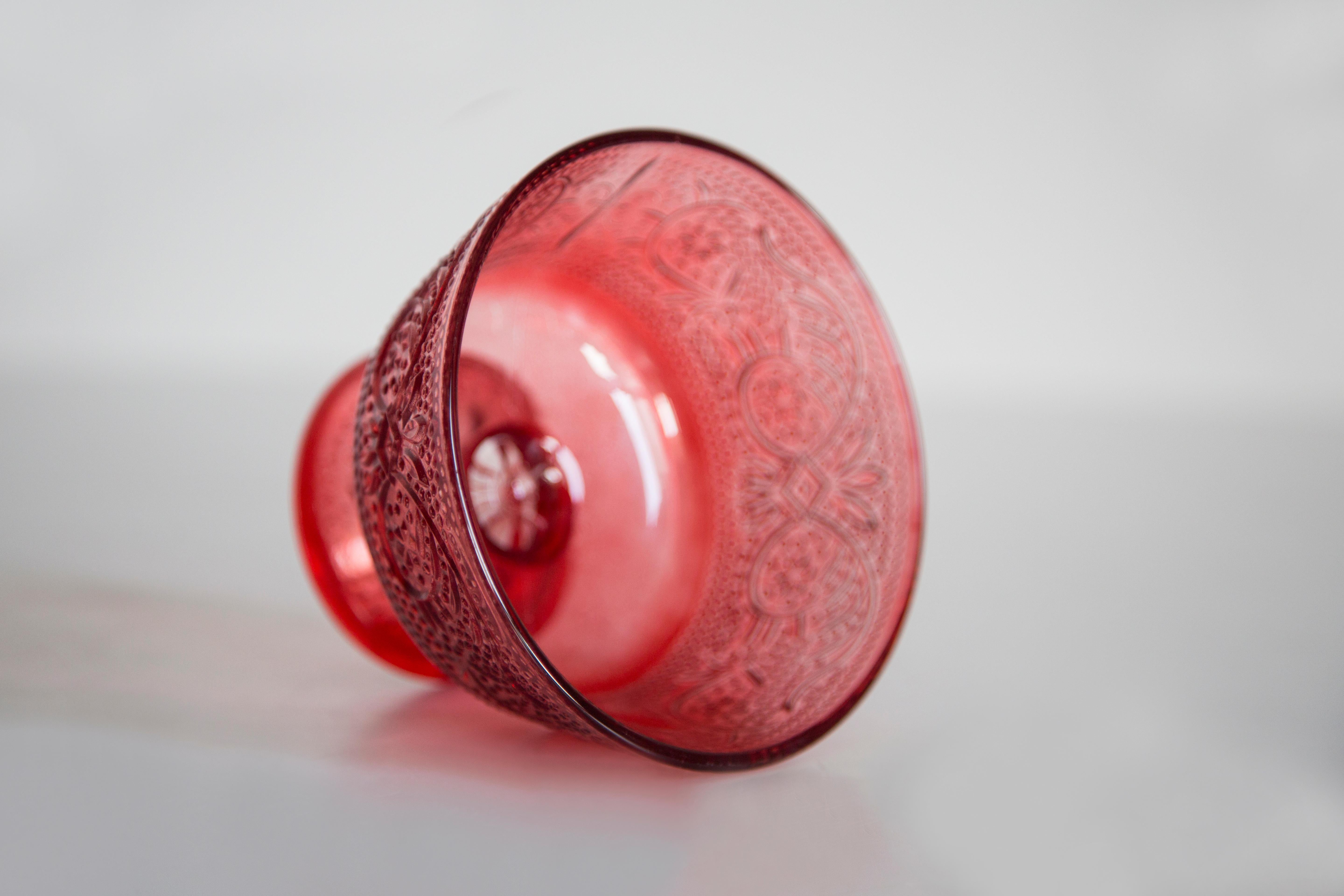 Mid Century Vintage Red Glass Sugar Bowl, Italy, 1960s For Sale 1