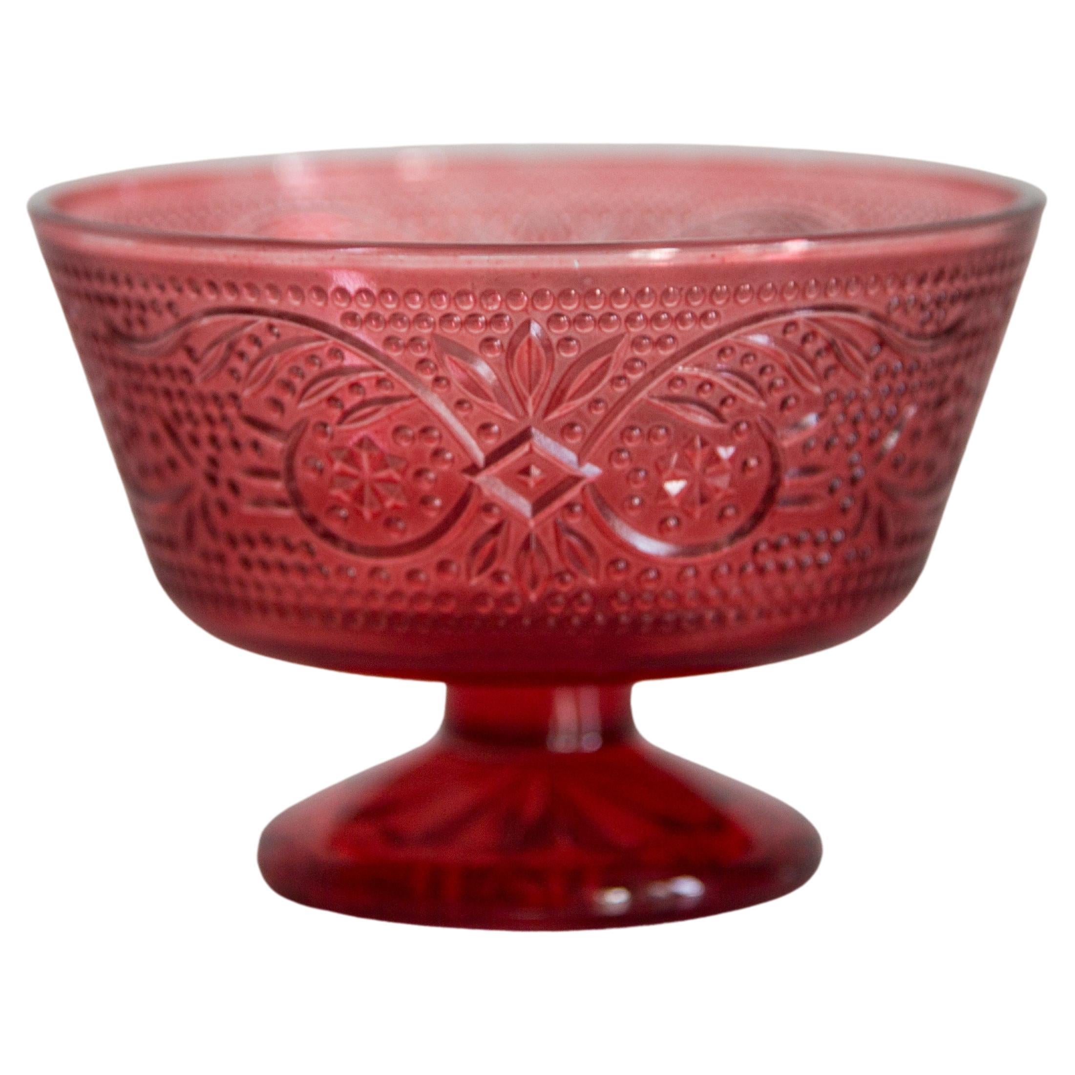 Azucarero de cristal rojo Mid Century Vintage, Italia, años 60