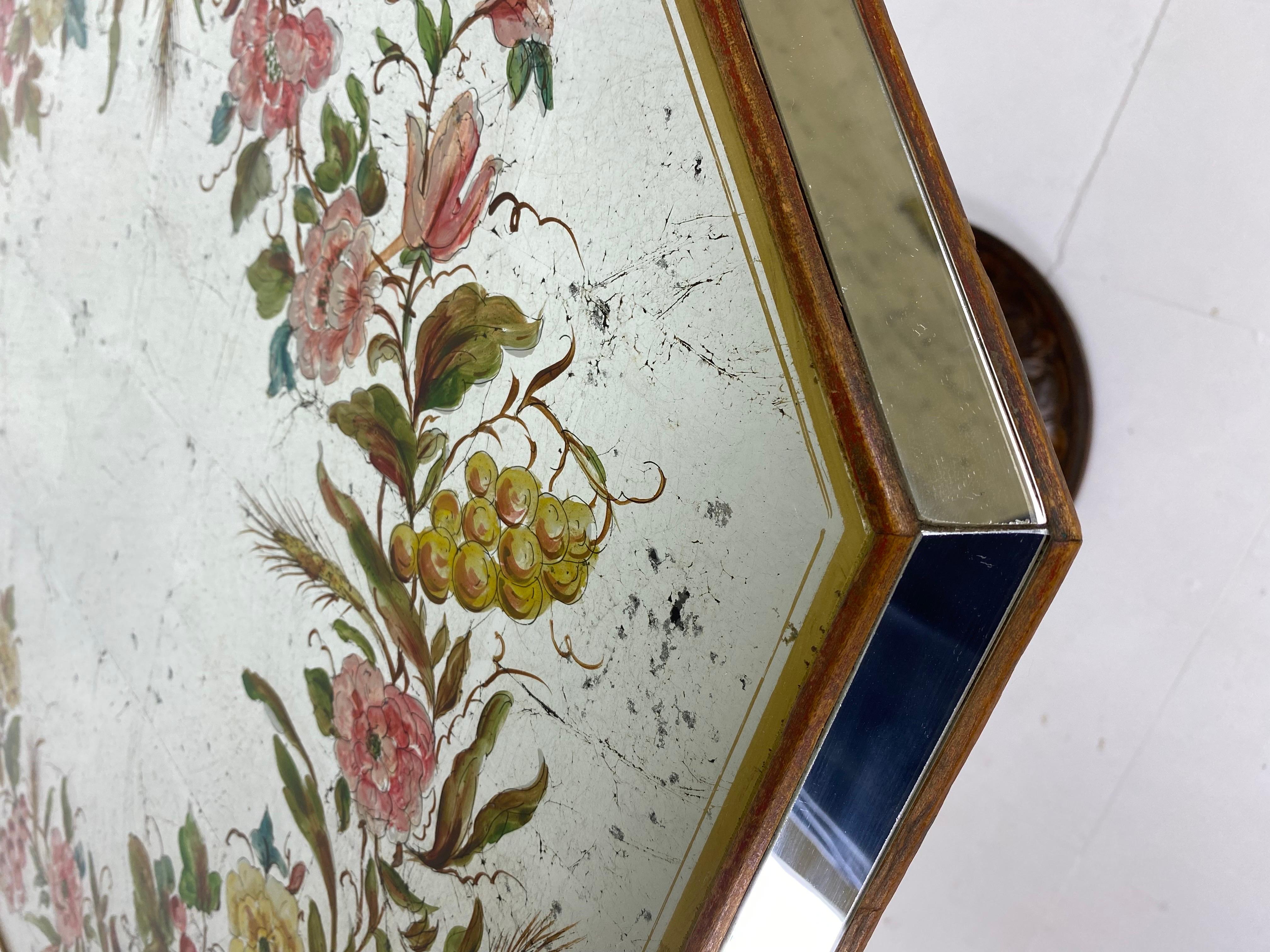 Mid-20th Century Mid century vintage reversed painted mirrored side table. For Sale