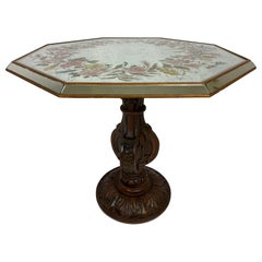 Table d'appoint en miroir, peinte à l'envers, datant du milieu du siècle dernier.