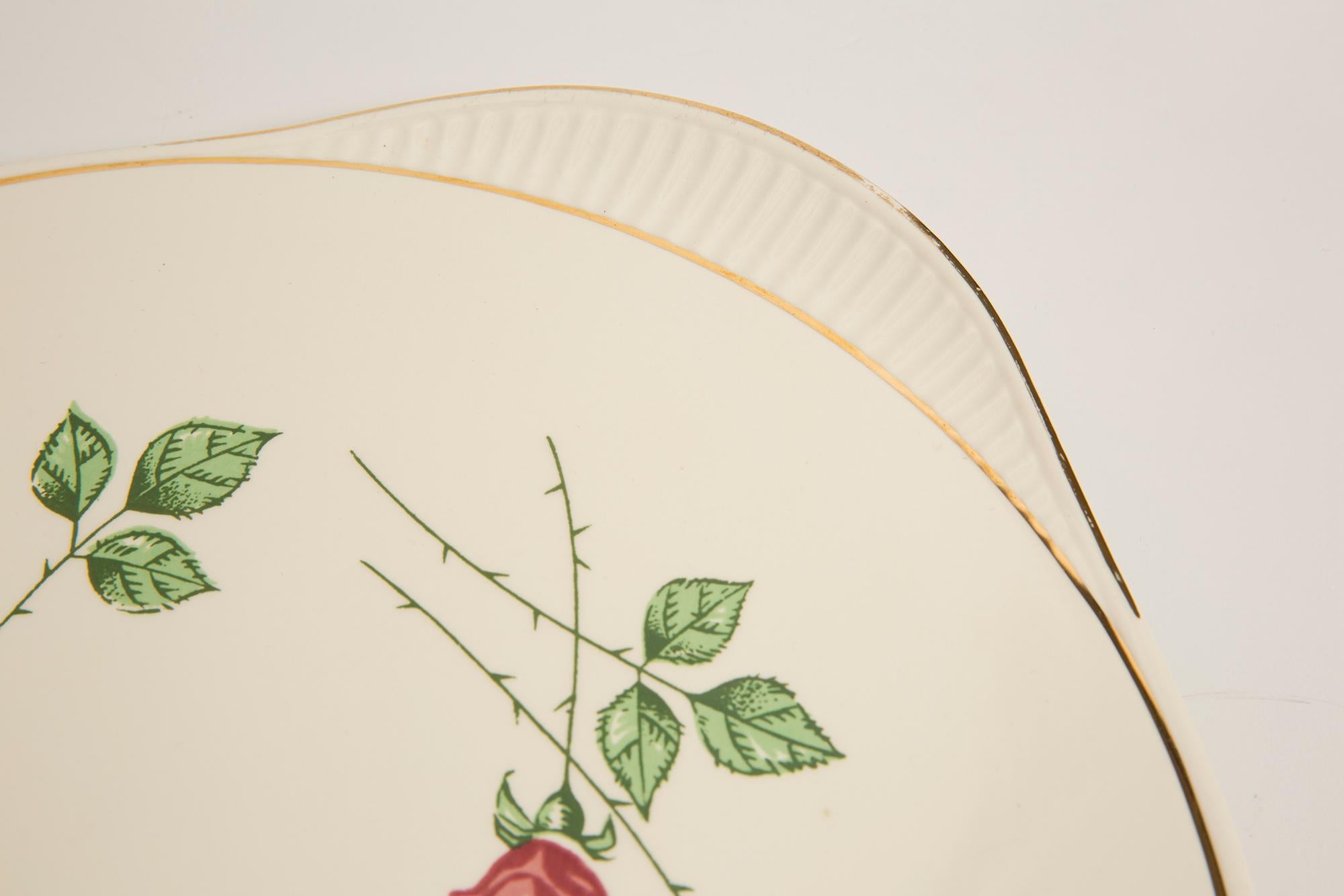 Ceramic Mid Century Vintage Rose Decorative Porcelain Plate, Germany, 1970s For Sale