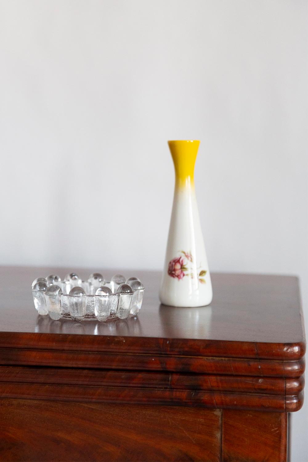 Mid-Century Modern Mid Century Vintage Rose Small Porcelain Ceramic Vase, Europe, 1960s For Sale