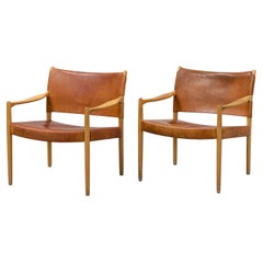 Mid-Century Vintage Saddle Leather 'Premiär 69' Chairs by Olof Scotte for Ikea 