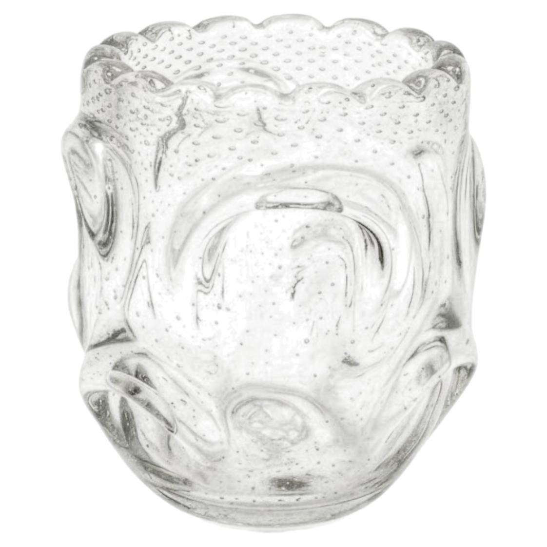 Vaso scandinavo vintage in cristallo d'arte della metà del secolo, dal design scultoreo
