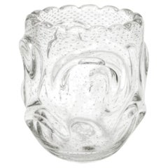 Vaso scandinavo vintage in cristallo d'arte della metà del secolo, dal design scultoreo