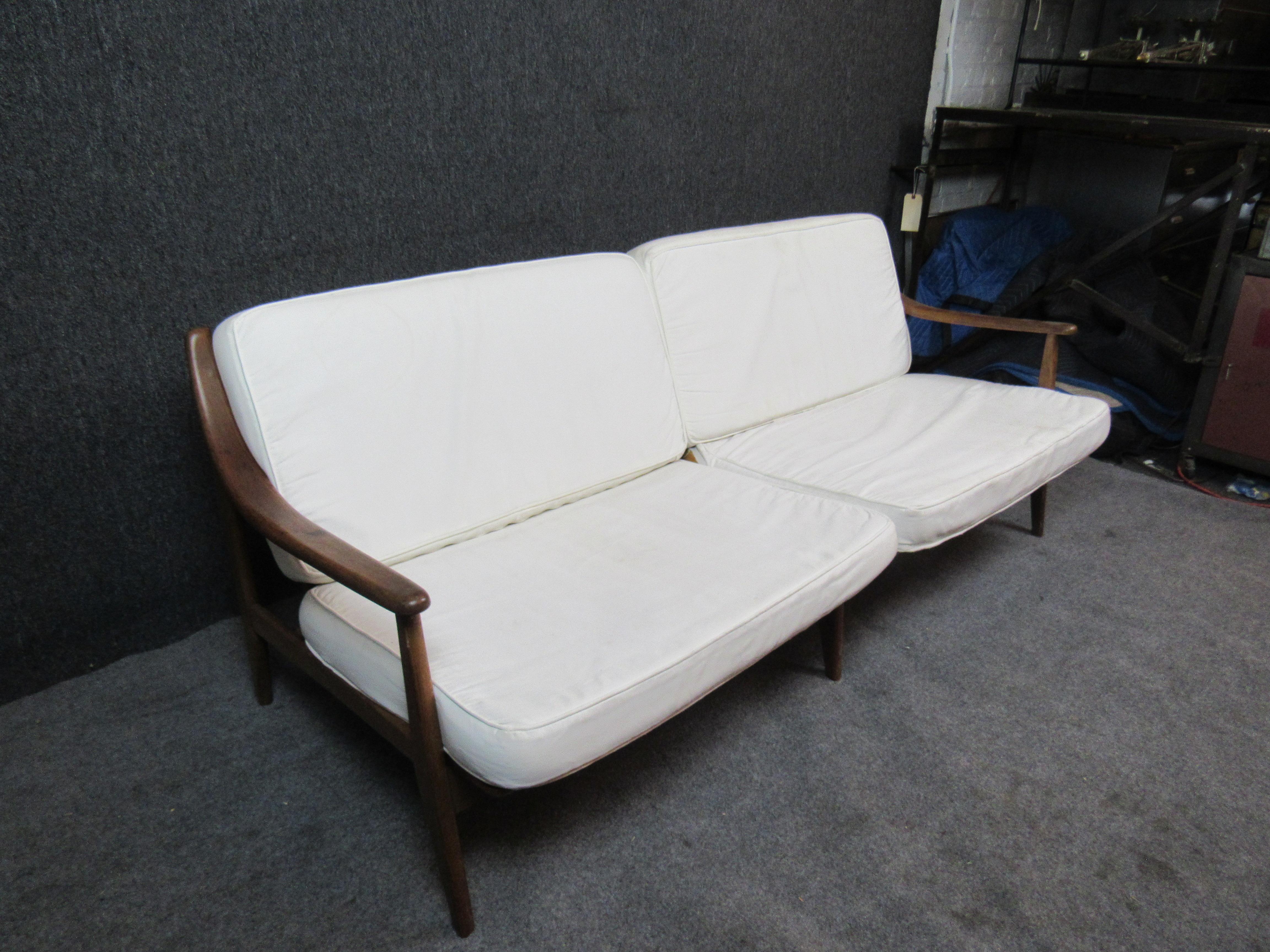 Carved Midcentury Vintage Scandinavian Sofa