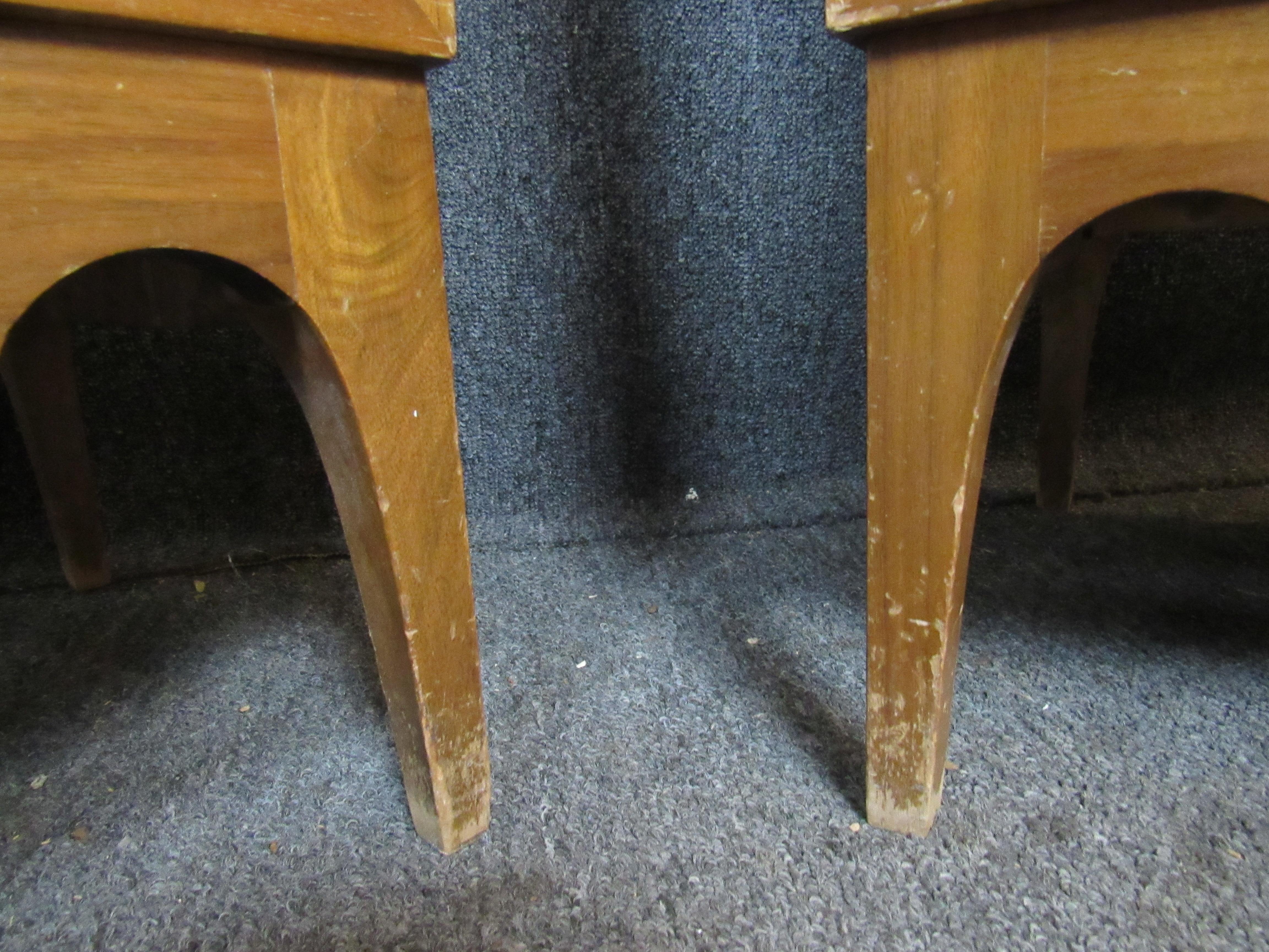 20th Century Midcentury Vintage Sculpted Walnut Nightstands For Sale