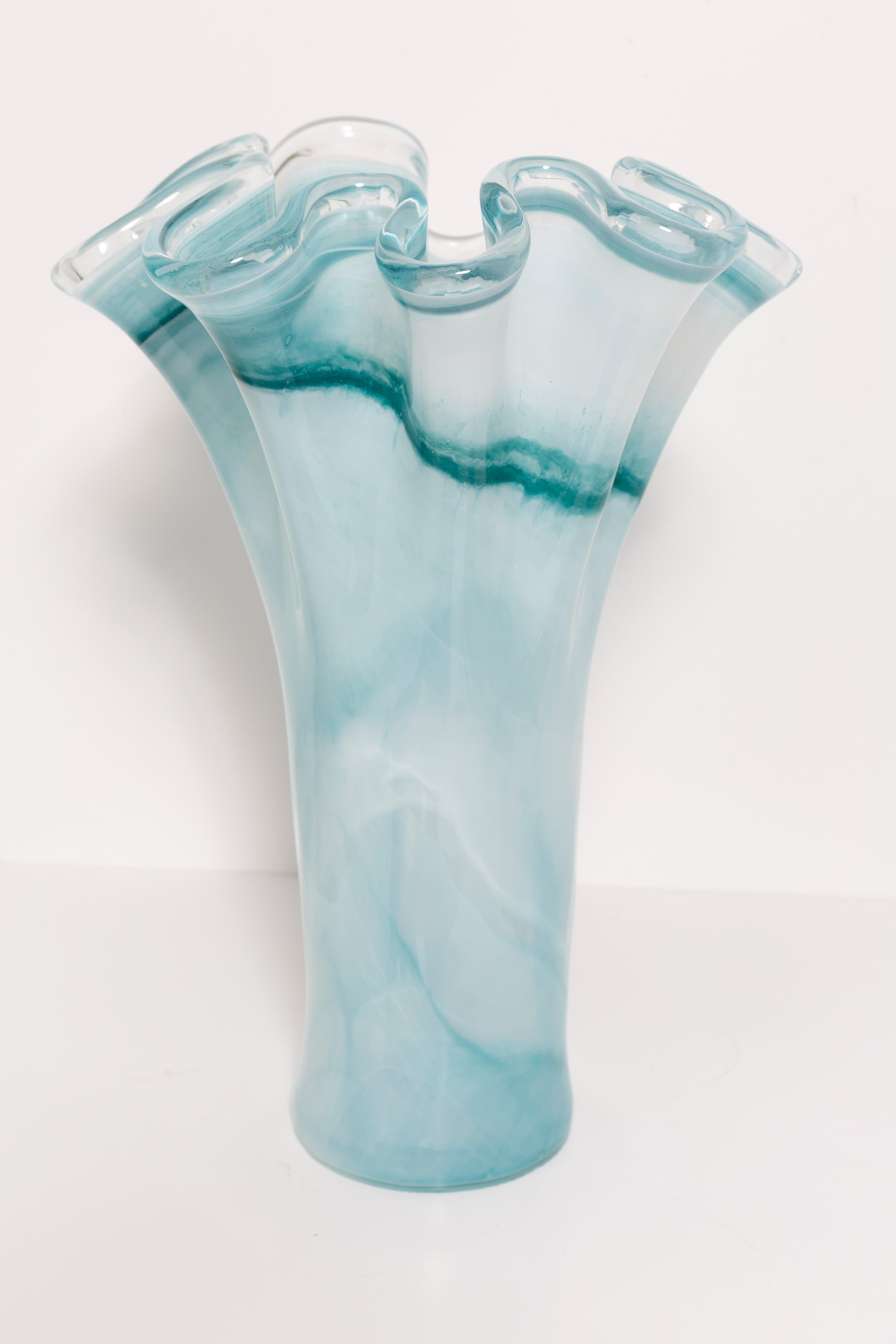 Mid Century Vintage Sea Green Big Murano Glass Vase, Italy, 2000s 4