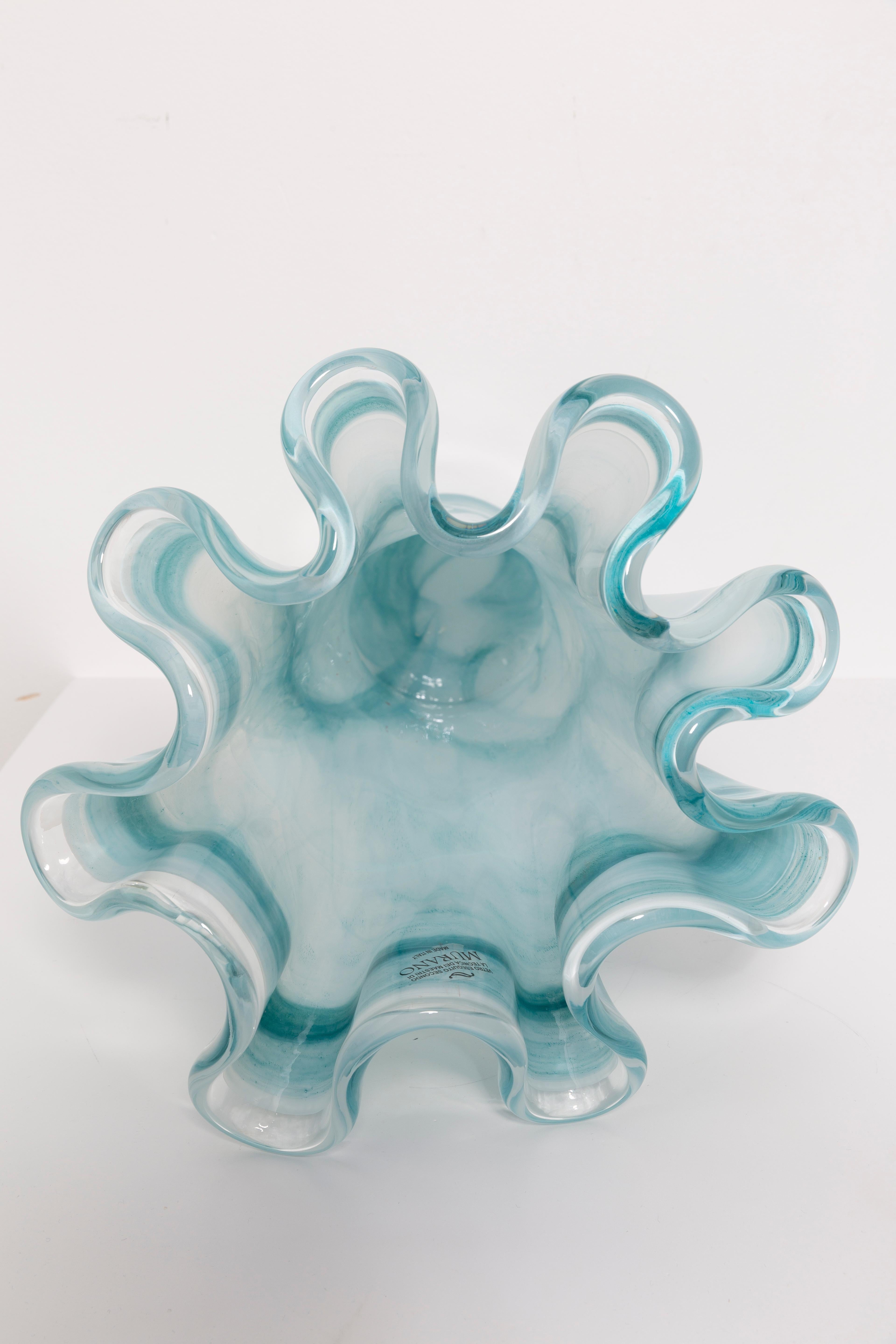 Mid Century Vintage Sea Green Big Murano Glass Vase, Italy, 2000s 6