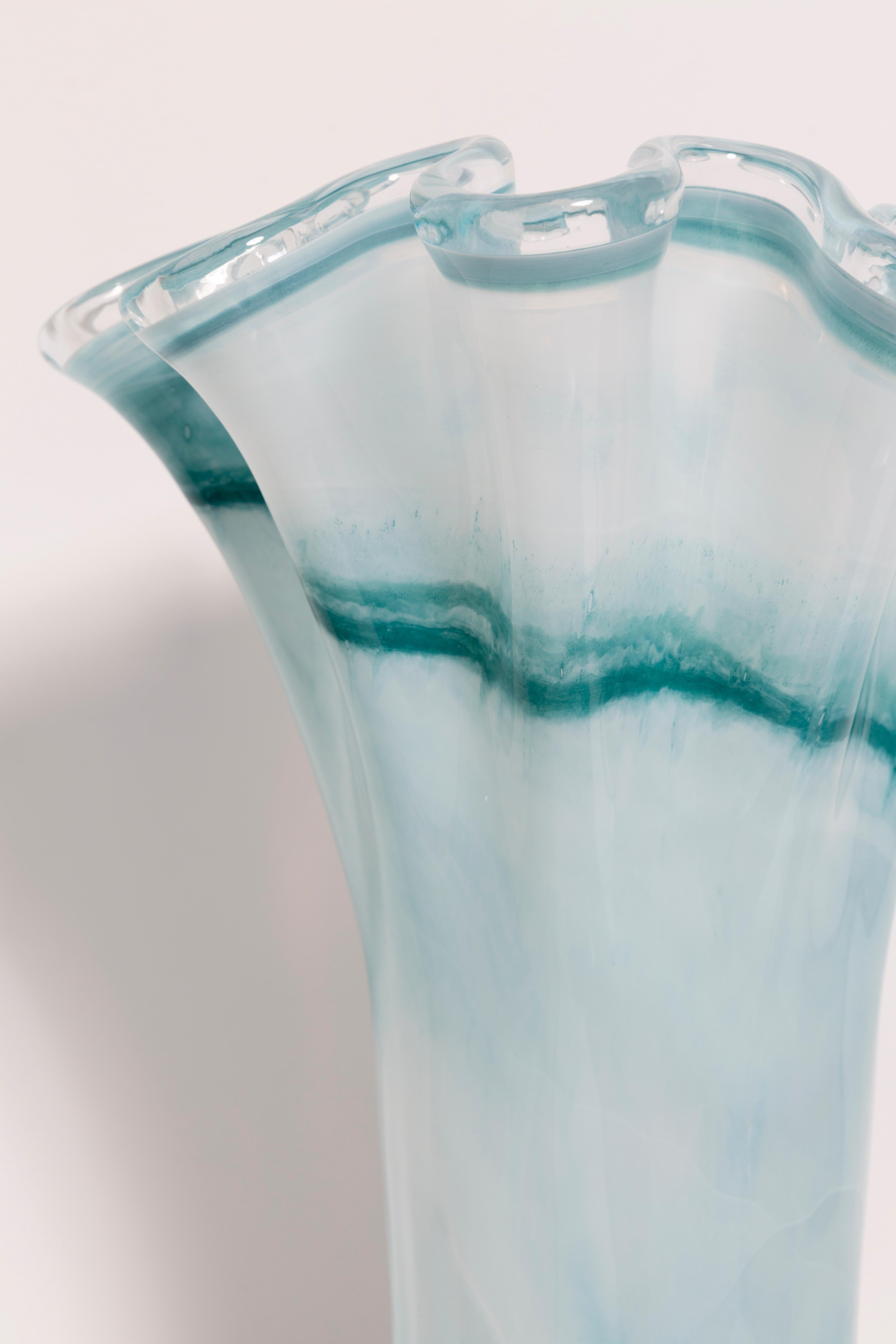 Mid Century Vintage Sea Green Big Murano Glass Vase, Italy, 2000s In Excellent Condition In 05-080 Hornowek, PL