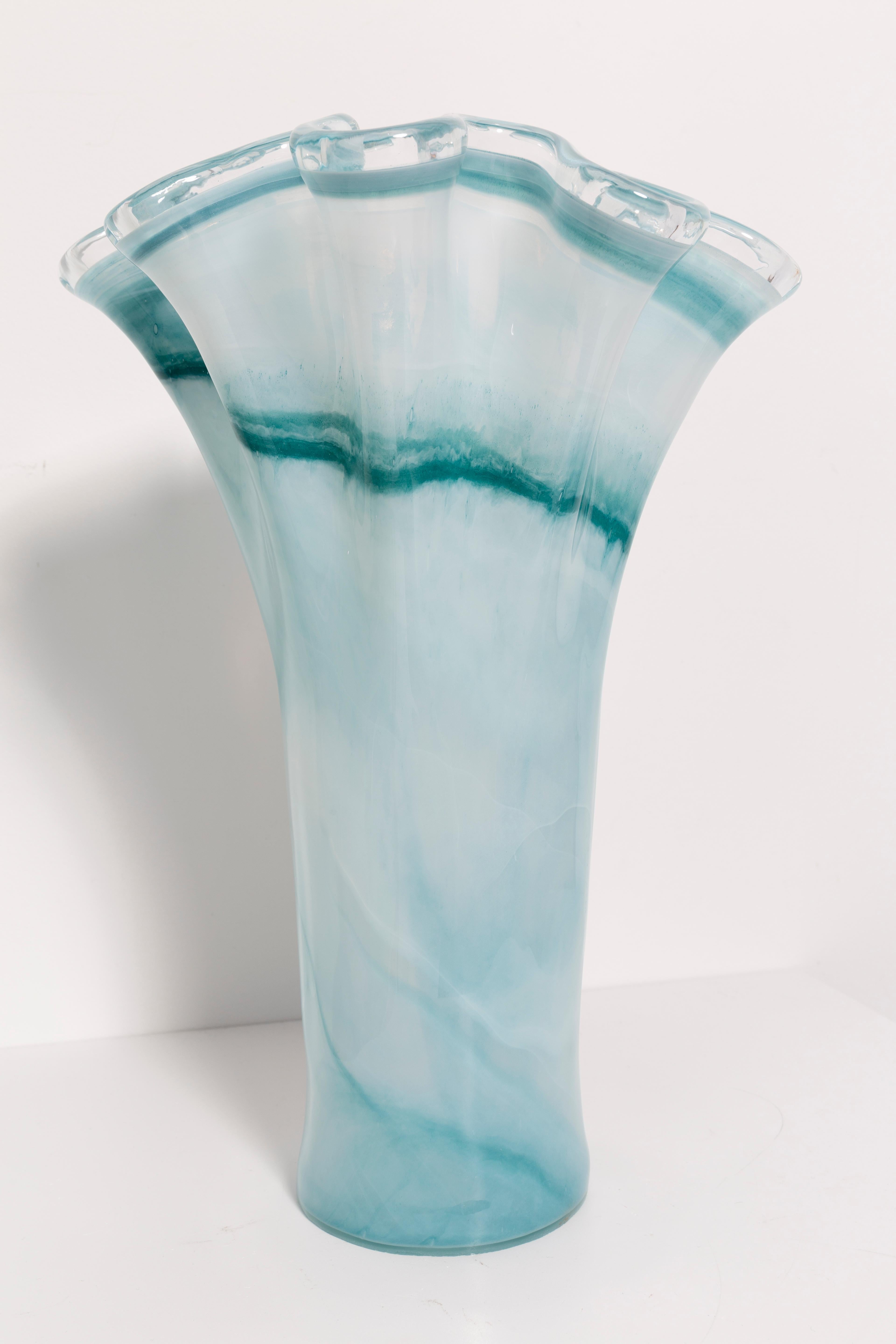 20th Century Mid Century Vintage Sea Green Big Murano Glass Vase, Italy, 2000s