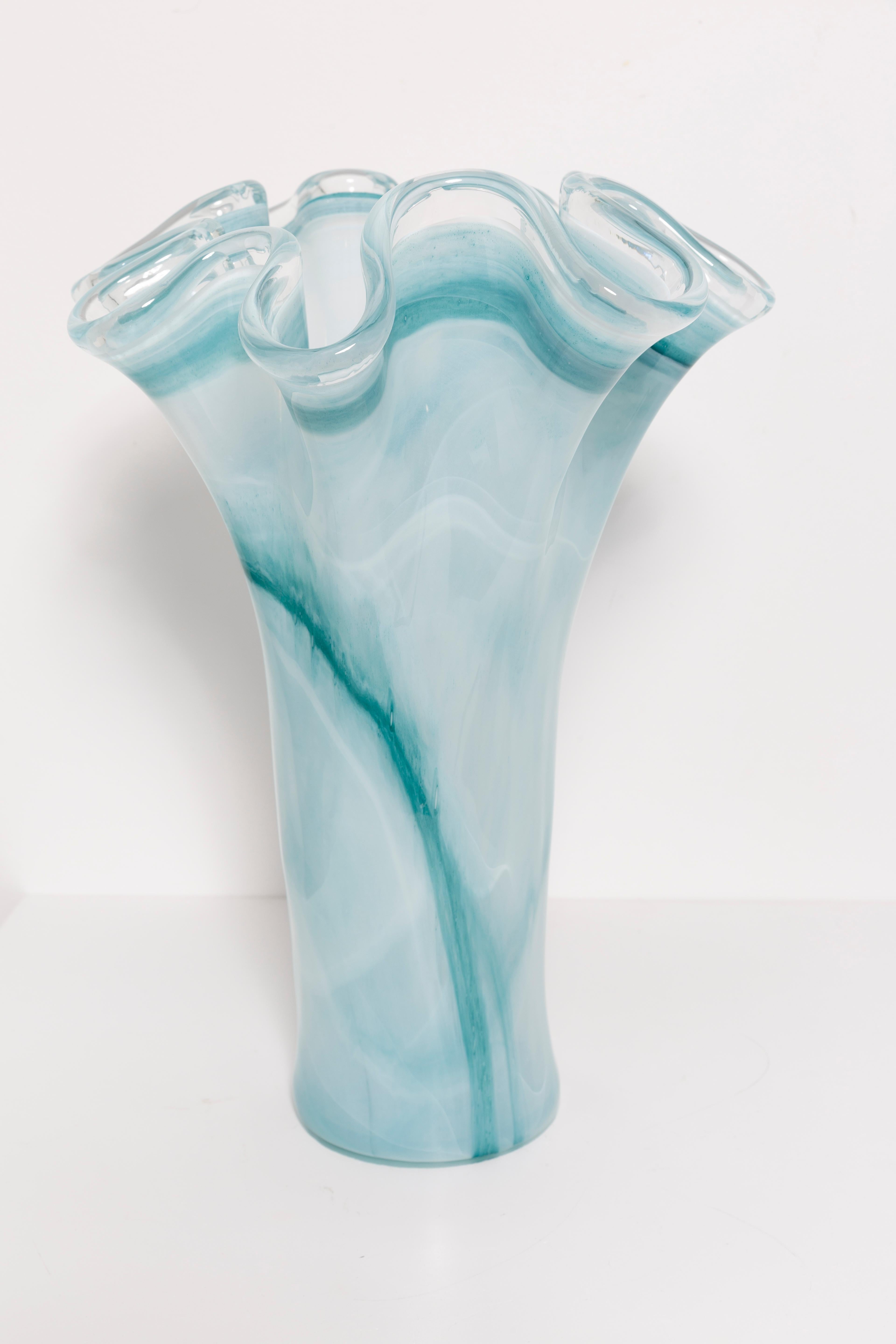 Mid Century Vintage Sea Green Big Murano Glass Vase, Italy, 2000s 1