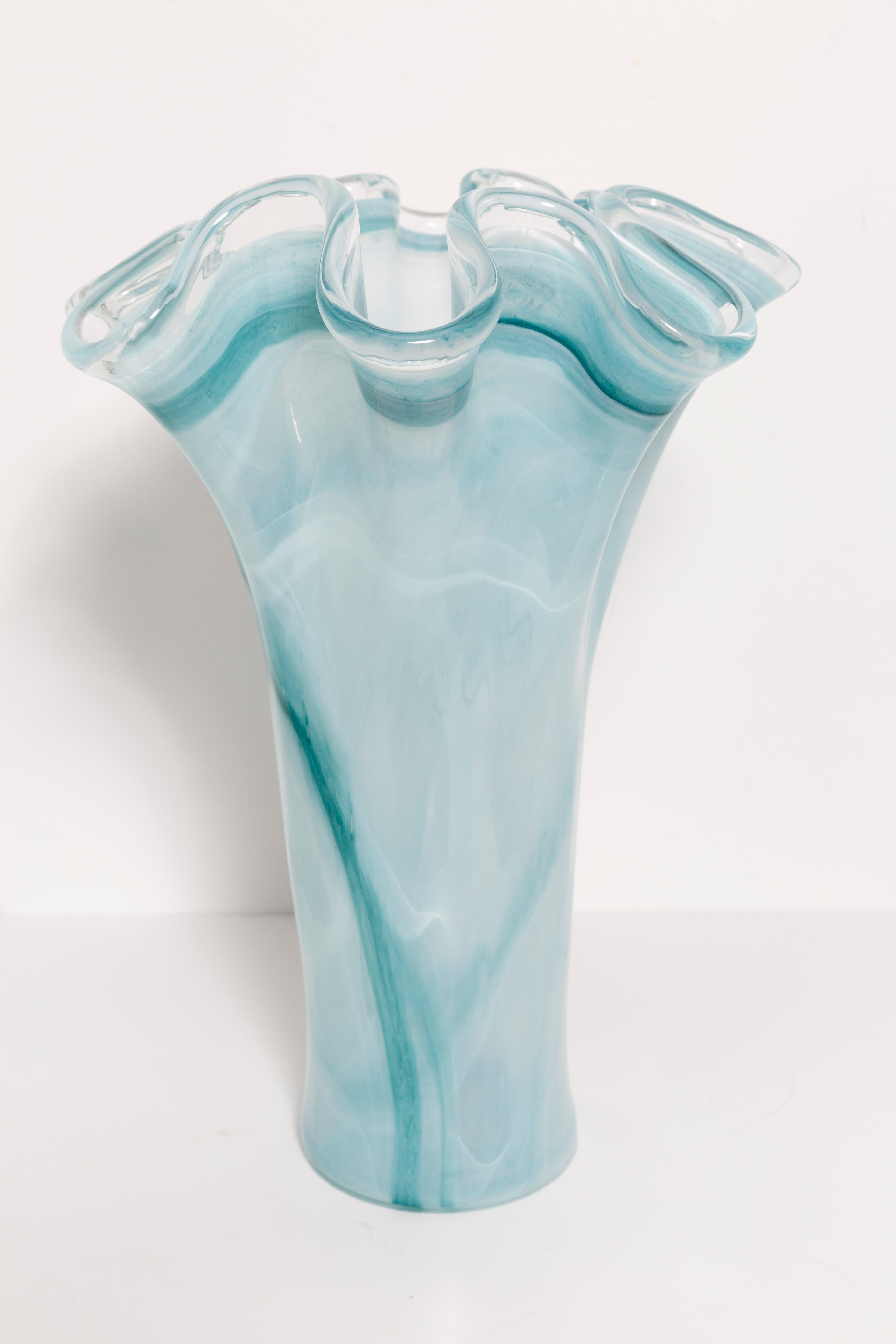 Mid Century Vintage Sea Green Big Murano Glass Vase, Italy, 2000s 2