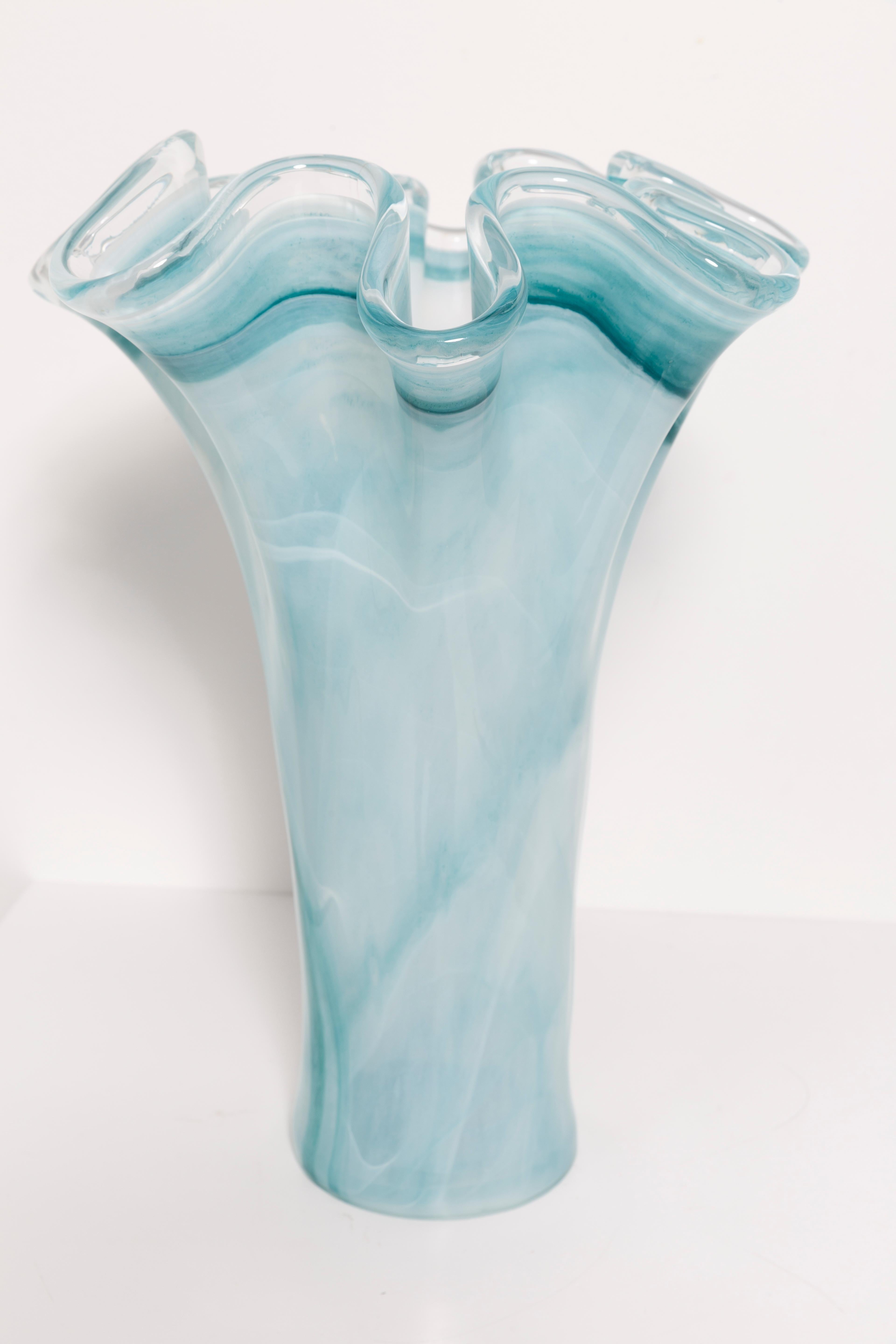 Mid Century Vintage Sea Green Big Murano Glass Vase, Italy, 2000s 3