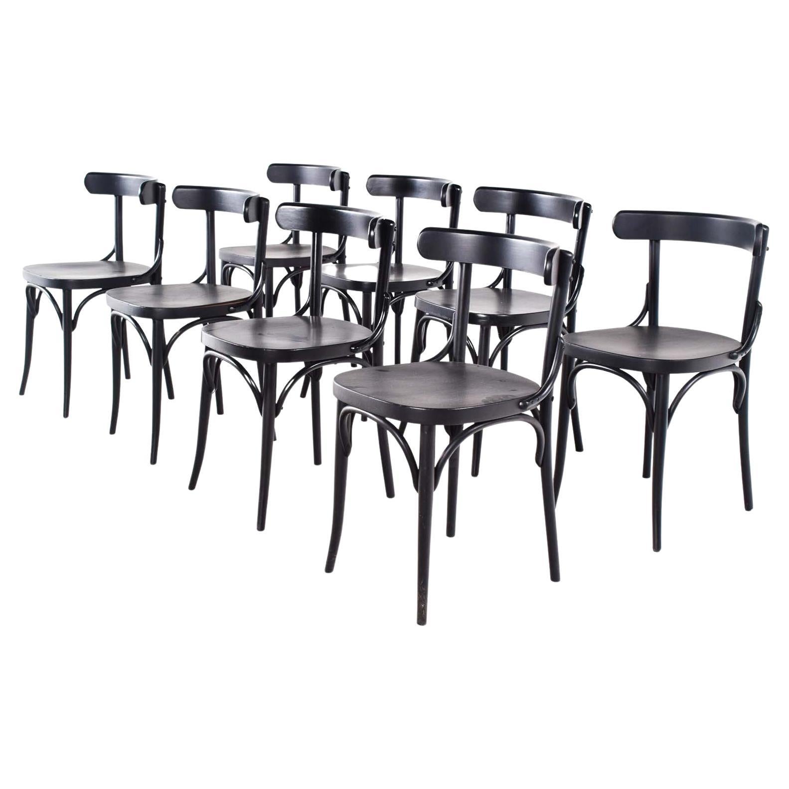 Such a Thonet style lovely chair that dates from the early 20th century. There are many diferent bentwood chairs, mainly destined for the cafes. These 8 chairs are beautifully made with an elegant design, they look fantastic in modern kitchens and
