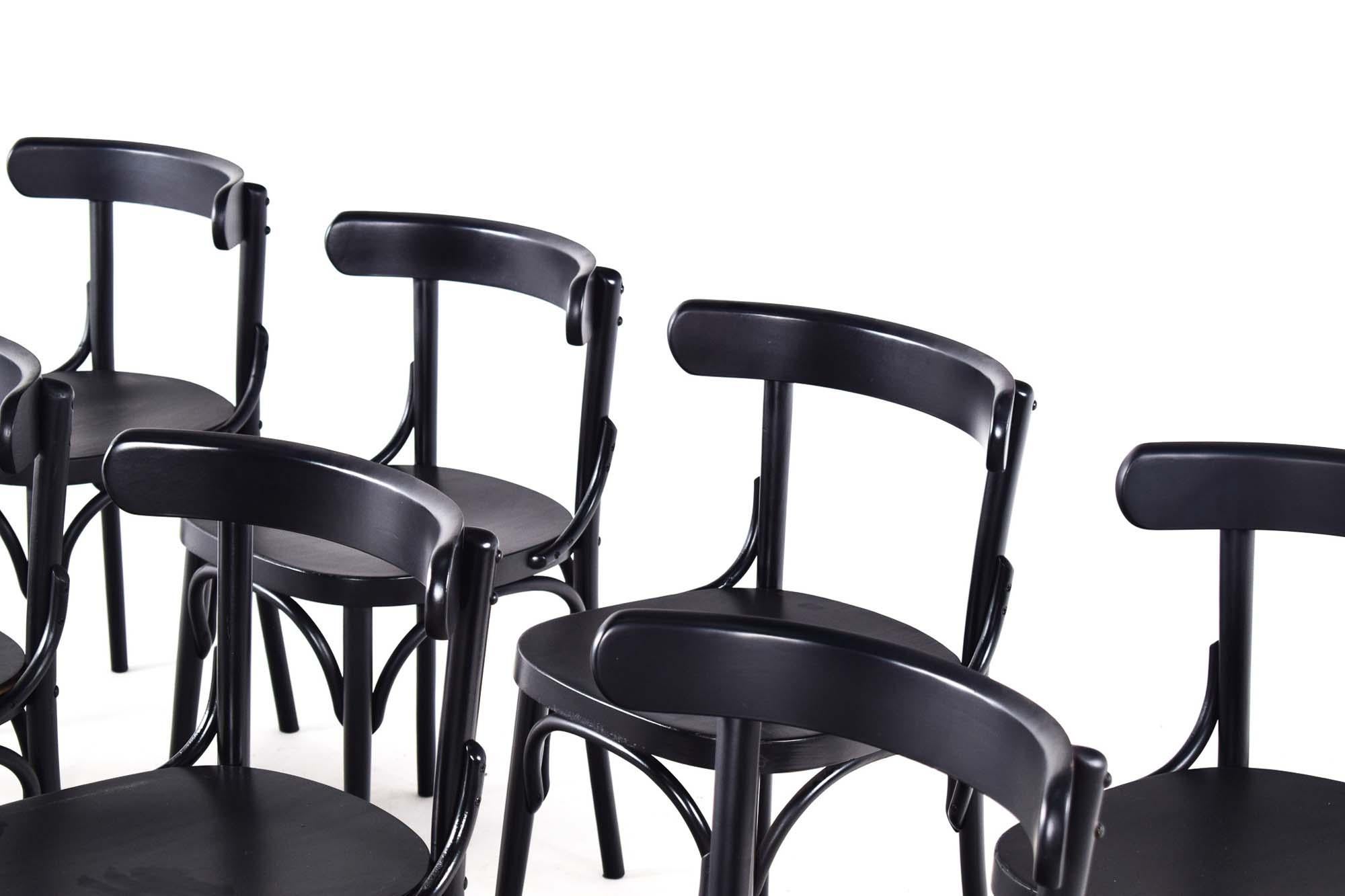 Danish Mid Century Vintage Set of Eight Thonet Style Chairs