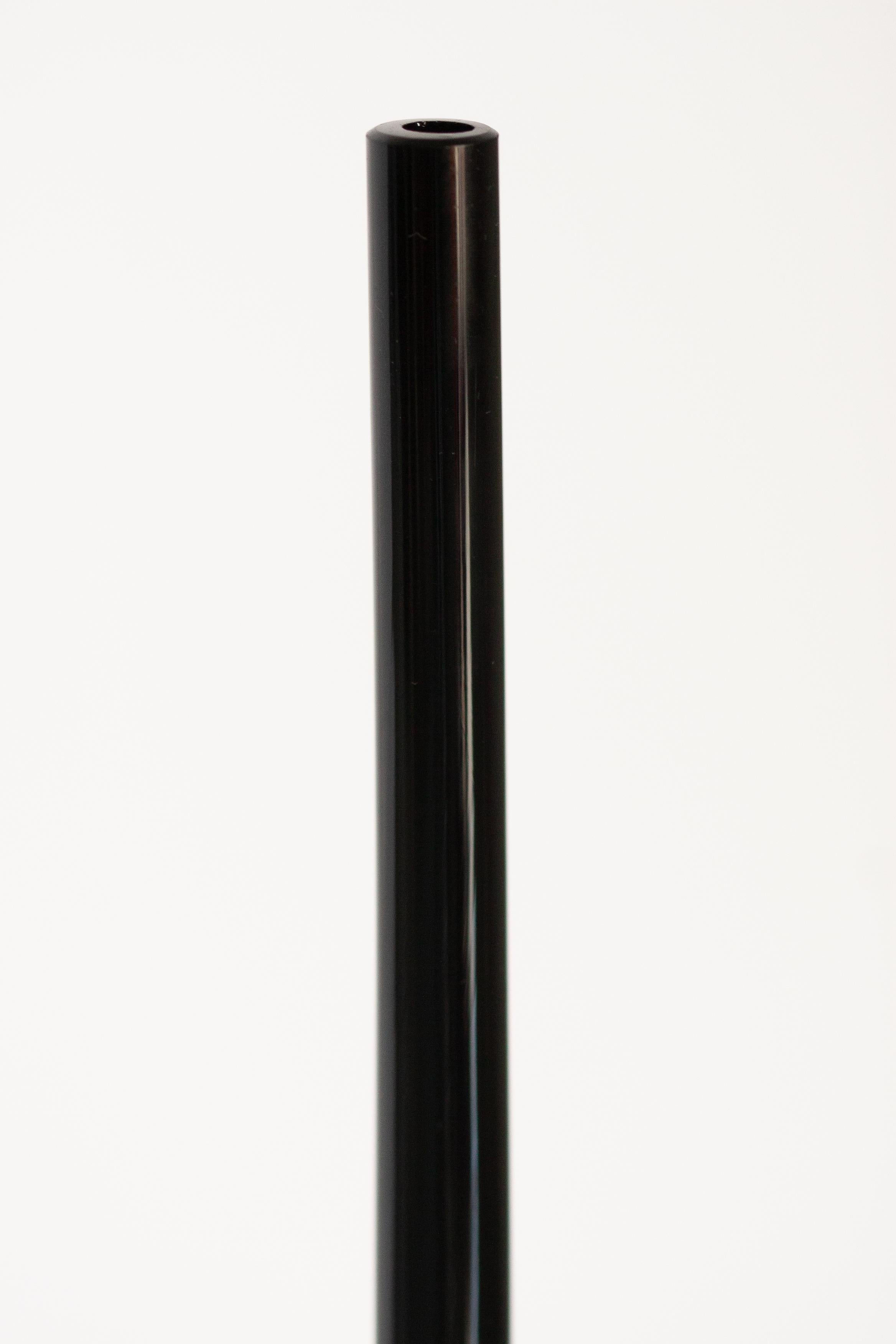 Mid Century Vintage Slim Black Decorative Glass Vase, Europe, 1960s For Sale 4