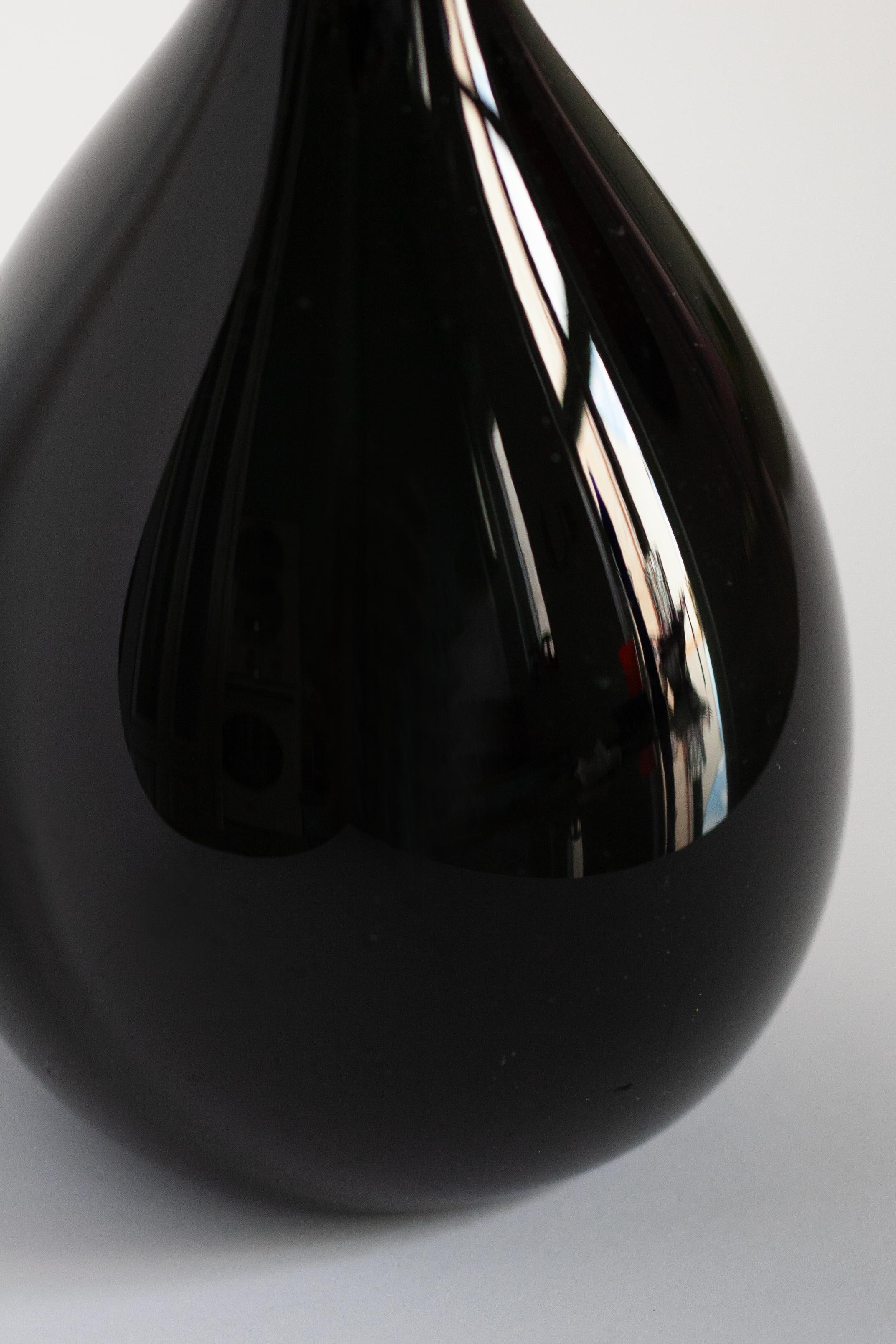 Mid Century Vintage Slim Black Decorative Glass Vase, Europe, 1960s For Sale 6