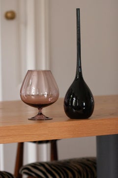Mid Century Vintage Slim Black Decorative Glass Vase, Europe, 1960s