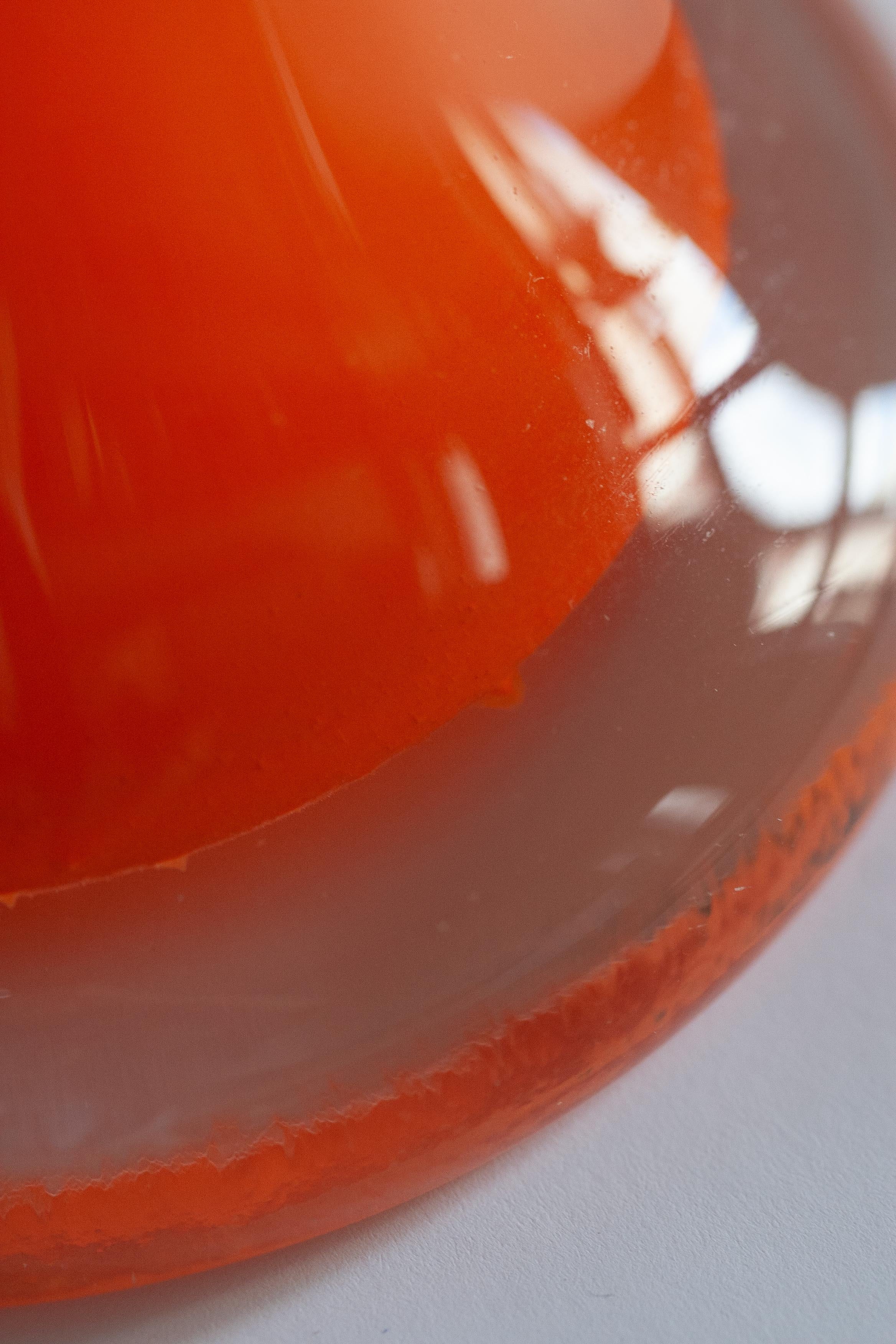 Mid Century Vintage Slim High Orange Decorative Glass Vase, Europe, 1960s For Sale 2