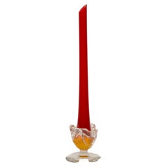 Vase en verre décoratif rouge vif mi-siècle, Europe, années 1960