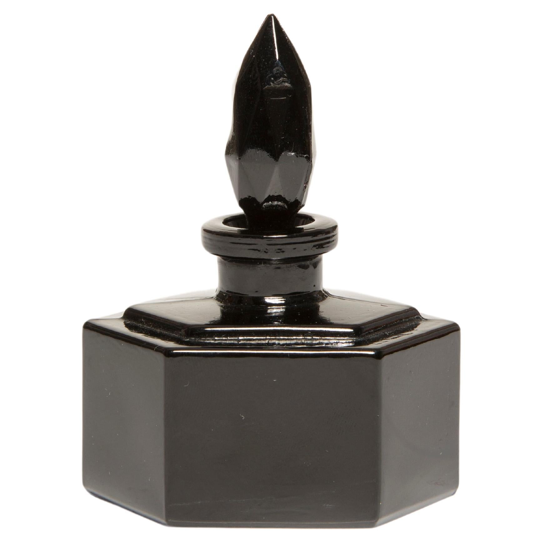 Mid Century Vintage Small Black Decorative Glass Perfume Bottle, Europe, 1960s