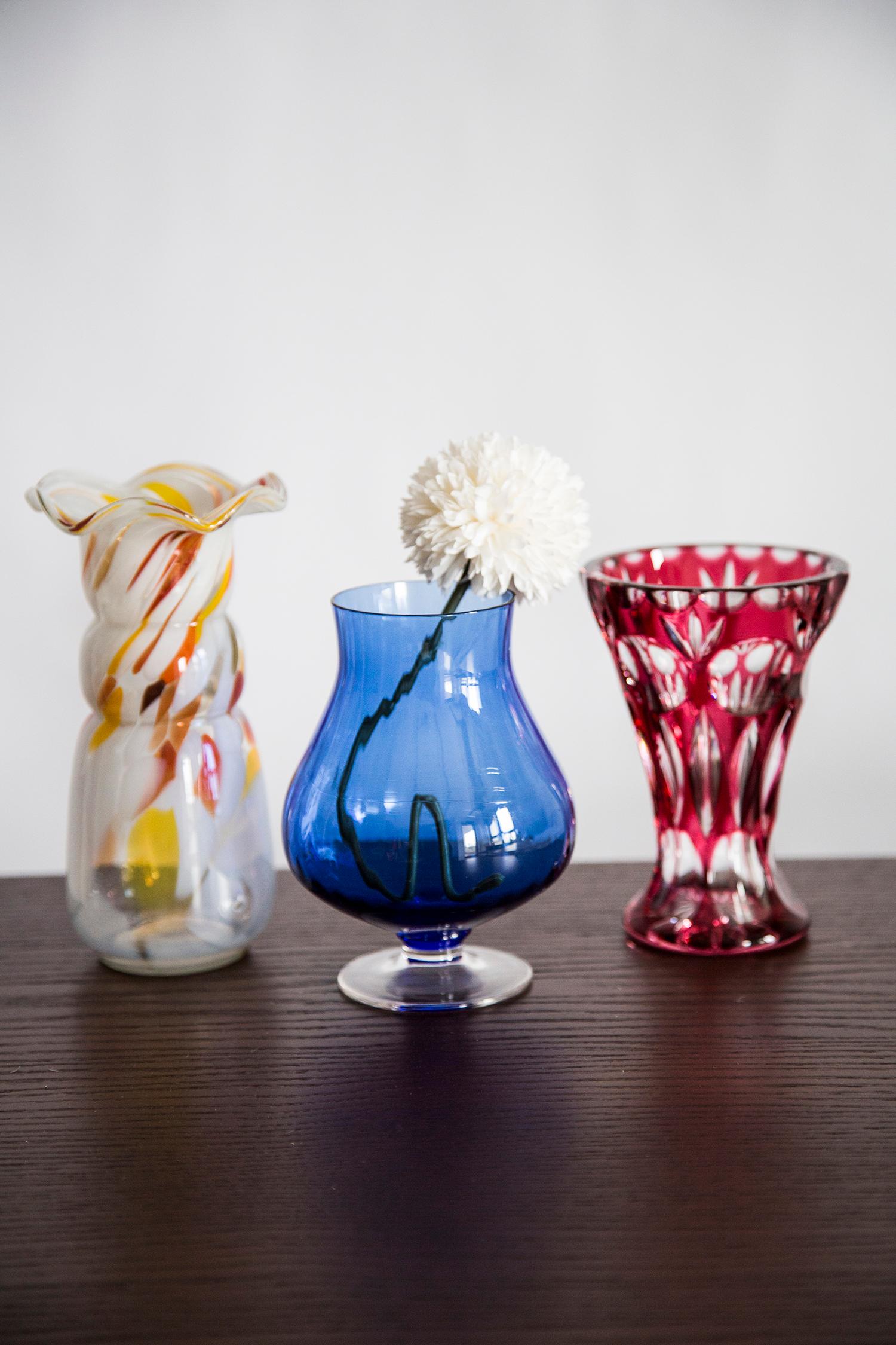 Polish Mid Century Vintage Small Blue Crystal Vase, 20th Century, Europe, 1960s For Sale