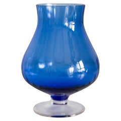 Mid Century Vintage Small Blue Crystal Vase, 20th Century, Europe, 1960s