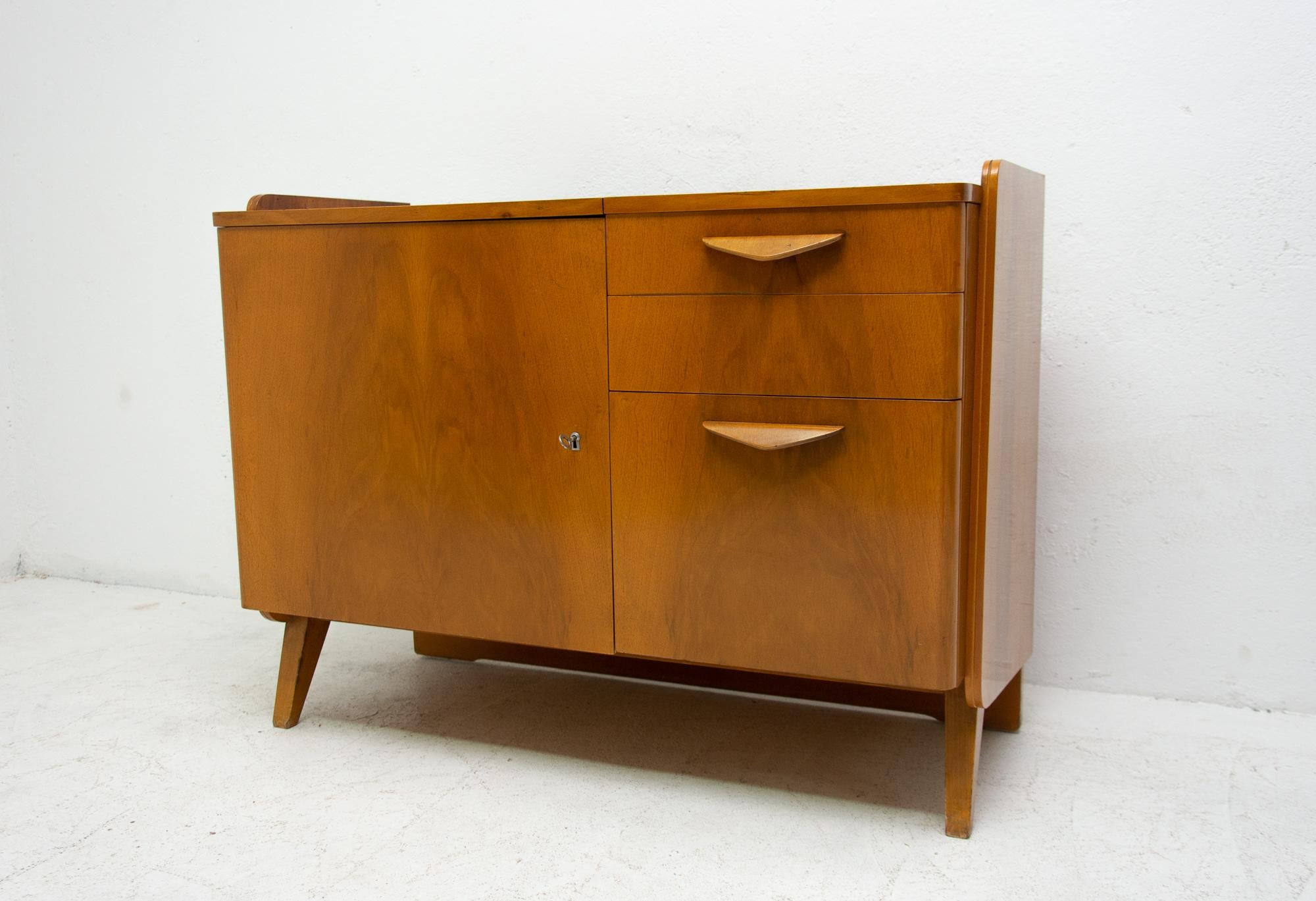 Nutwood Midcentury Vintage Small Cabinet by František Jirák, 1960s, Czechoslovakia For Sale