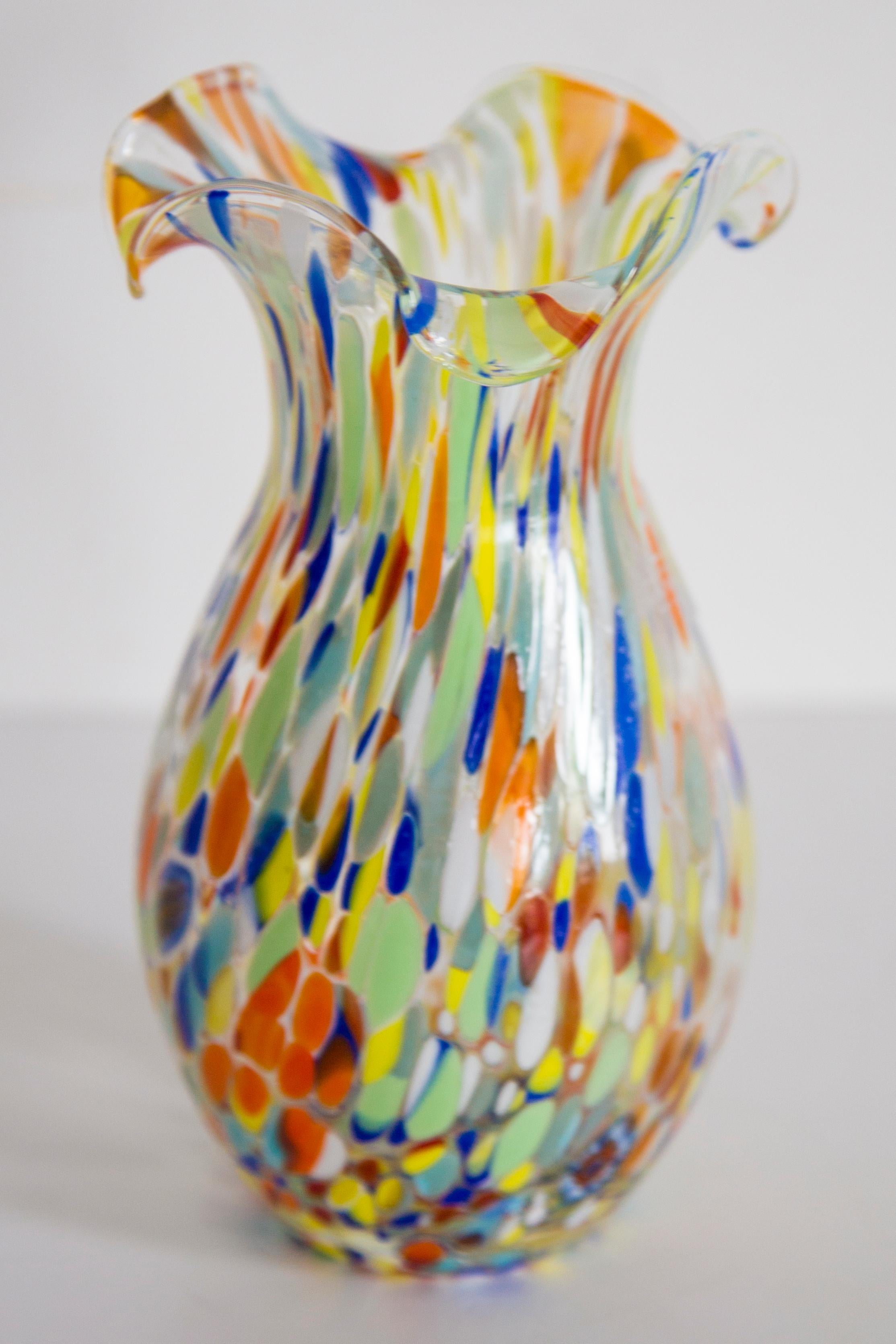 Glass Mid Century Vintage Small Murano Vase, Italy, 1960s For Sale