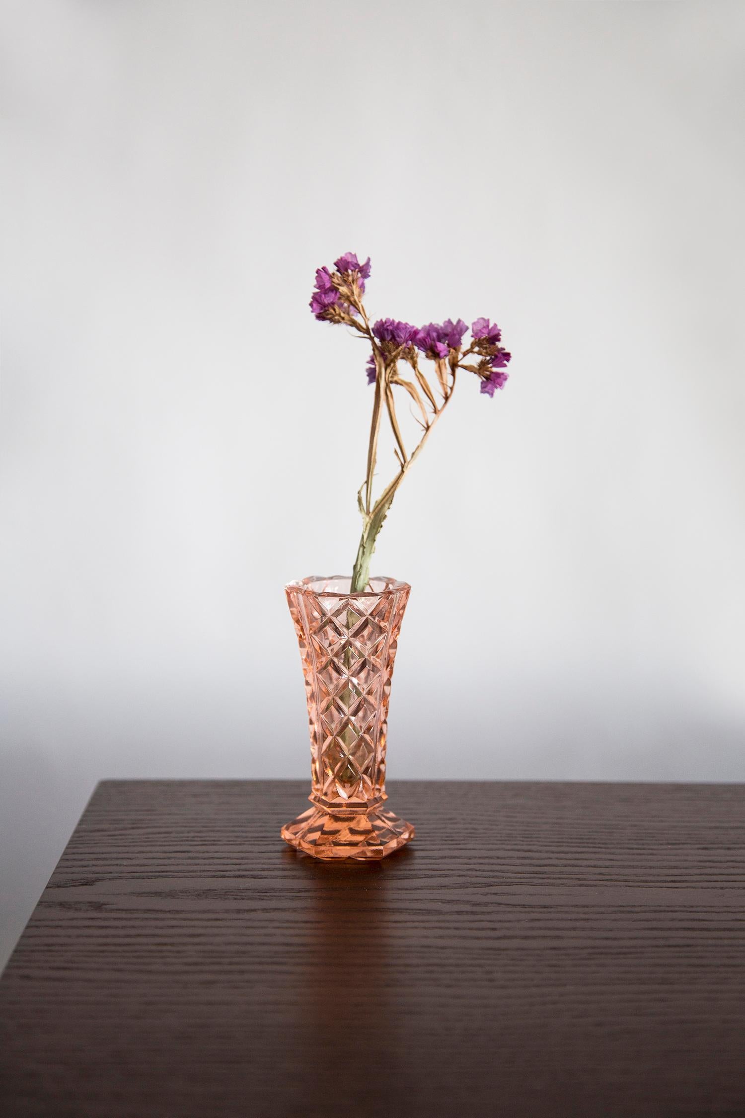 Mid-Century Modern Mid Century Vintage Small Orange Crystal Vase, 20th Century, Europe, 1960s For Sale