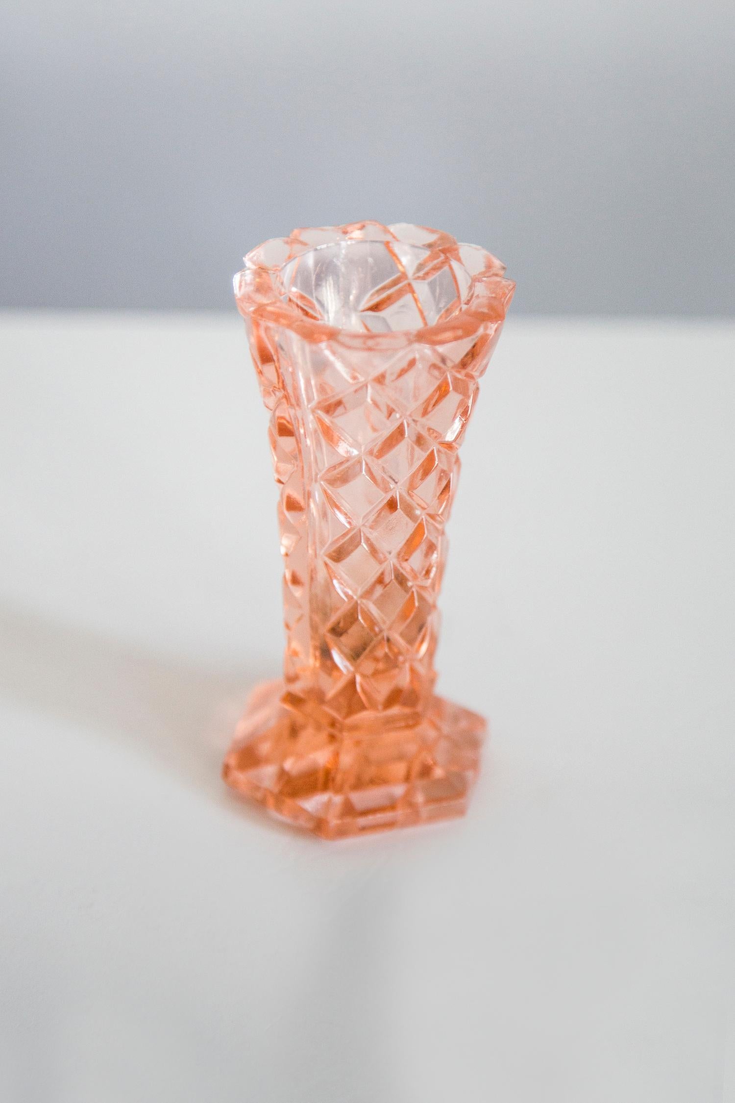 Glass Mid Century Vintage Small Orange Crystal Vase, 20th Century, Europe, 1960s For Sale