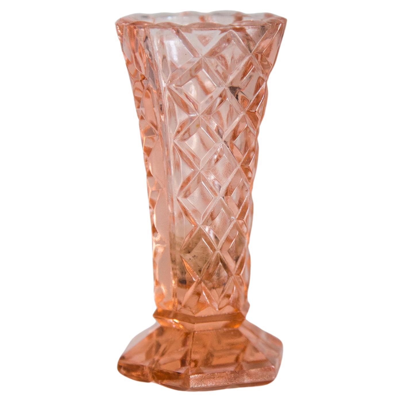 Mid Century Vintage Small Orange Crystal Vase, 20th Century, Europe, 1960s For Sale
