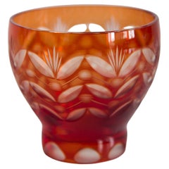 Mid Century Vintage Small Orange Red Crystal Vase, 20th Century, Europe, 1960s