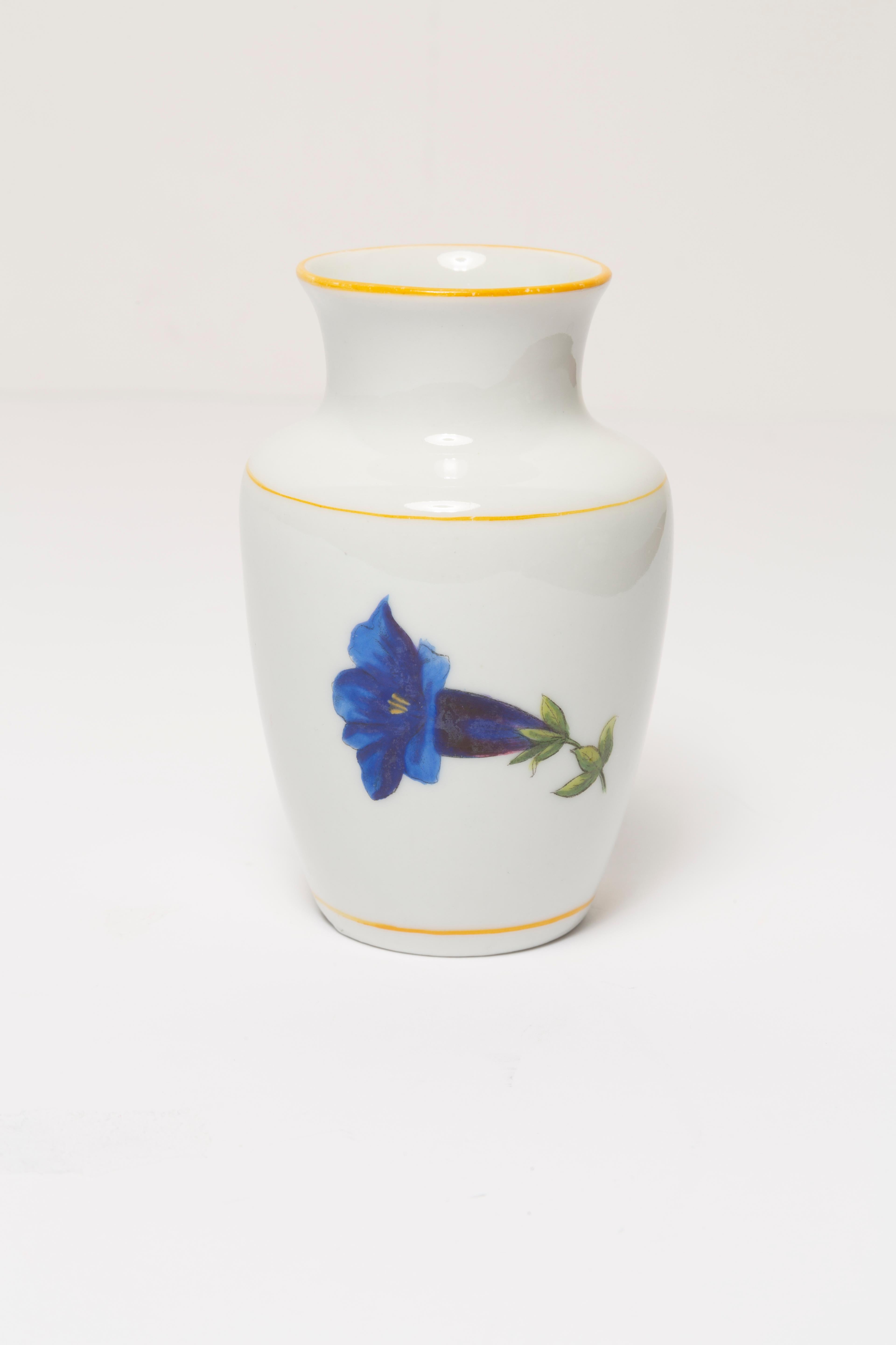 20th Century Midcentury Vintage Small Porcelain Blue Flower Vase, Europe, 1960s For Sale