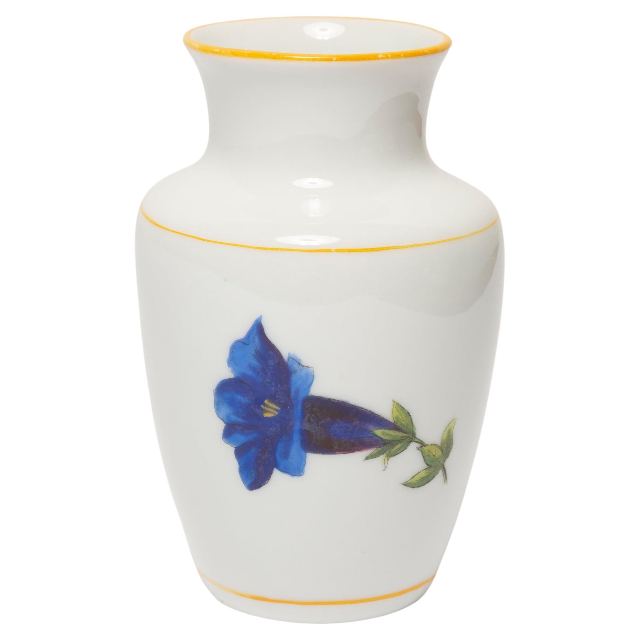 Midcentury Vintage Small Porcelain Blue Flower Vase, Europe, 1960s