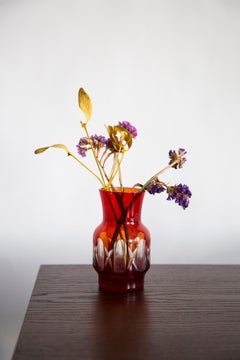 Mid Century Vintage Small Red Crystal Vase, 20th Century, Europe, 1960s