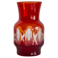 Mid Century Vintage Small Red Crystal Vase, 20th Century, Europe, 1960s
