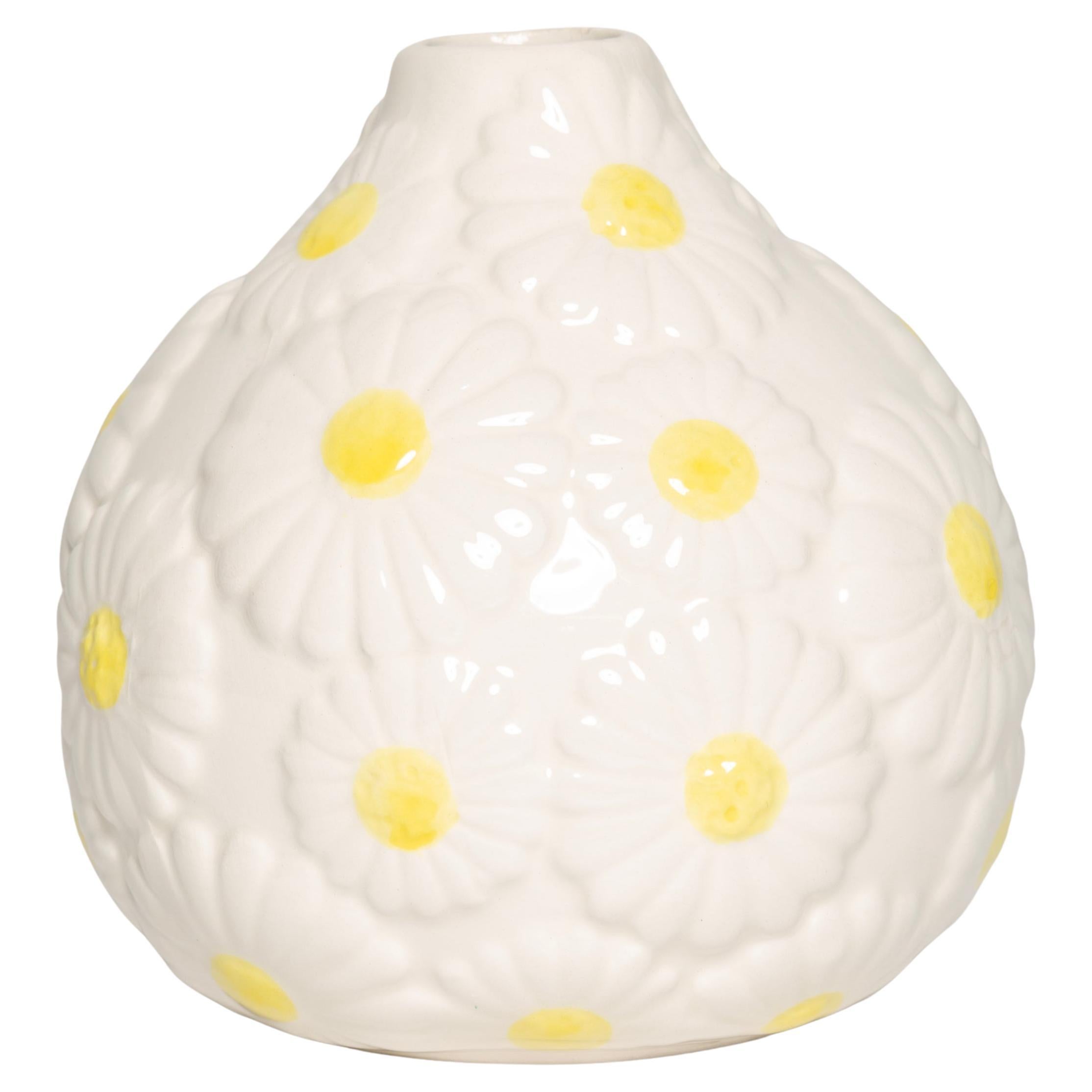 Vase en céramique de porcelaine à petites fleurs blanches, Vintage du milieu du siècle, Europe, années 1960