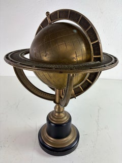 Mid-century vintage solid brass Armillary globe