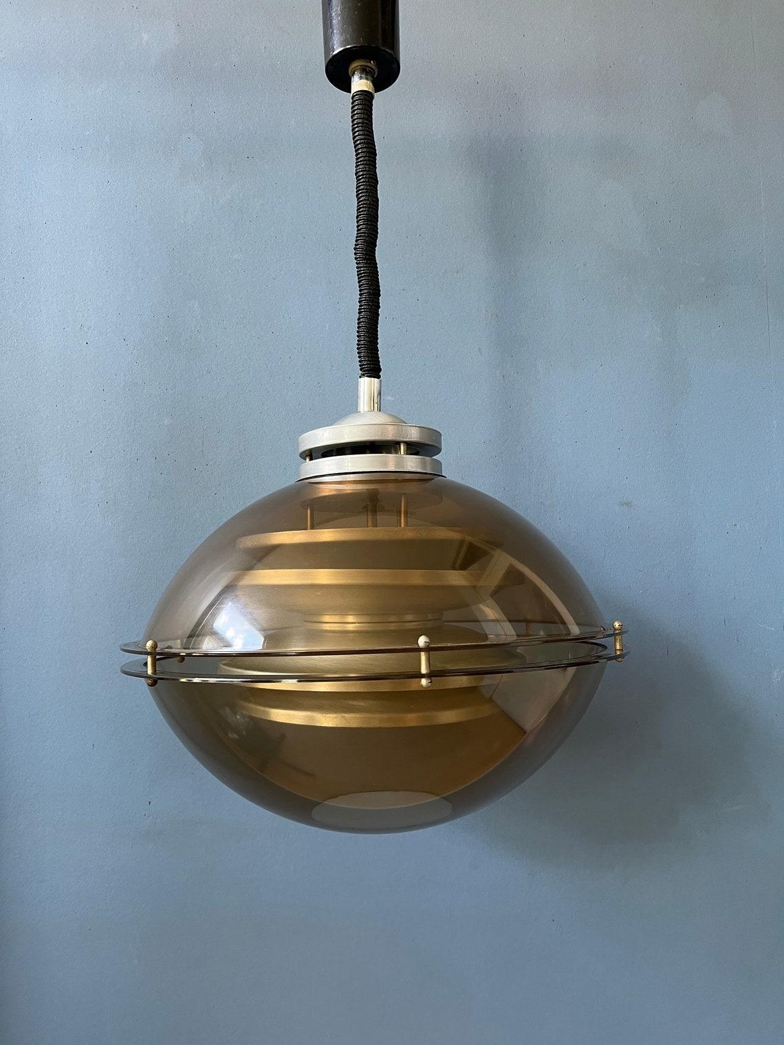 Metal Mid Century Vintage Space Age Pendant Light by Herda, 1970s For Sale