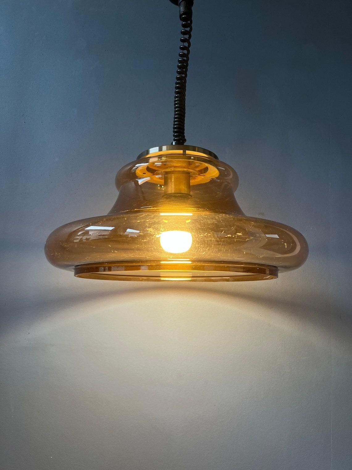 20th Century Mid Century Vintage Space Age Pendant Light Ceiling Lamp by Herda, 1970s For Sale