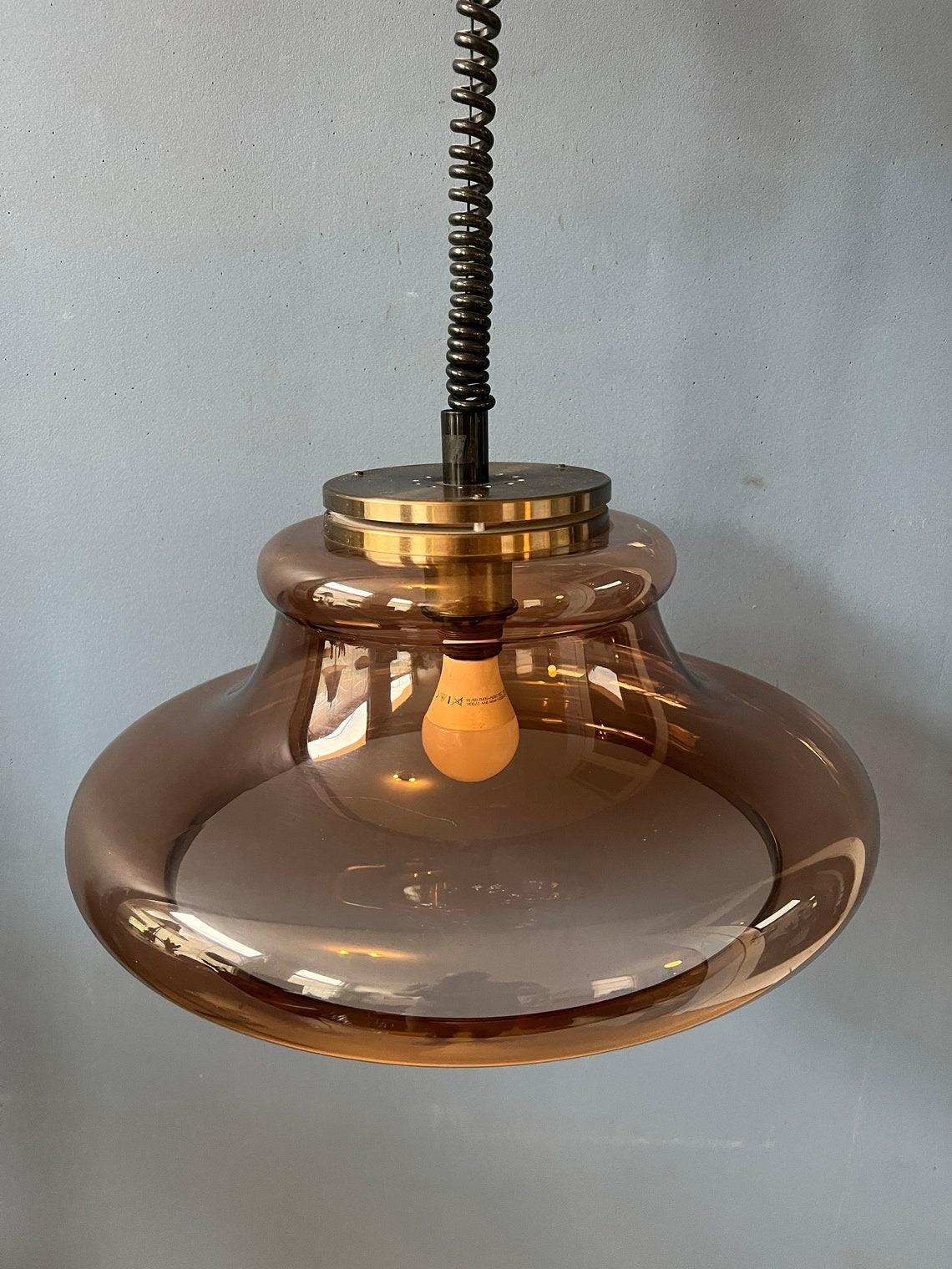 Metal Mid Century Vintage Space Age Pendant Light Ceiling Lamp by Herda, 1970s For Sale