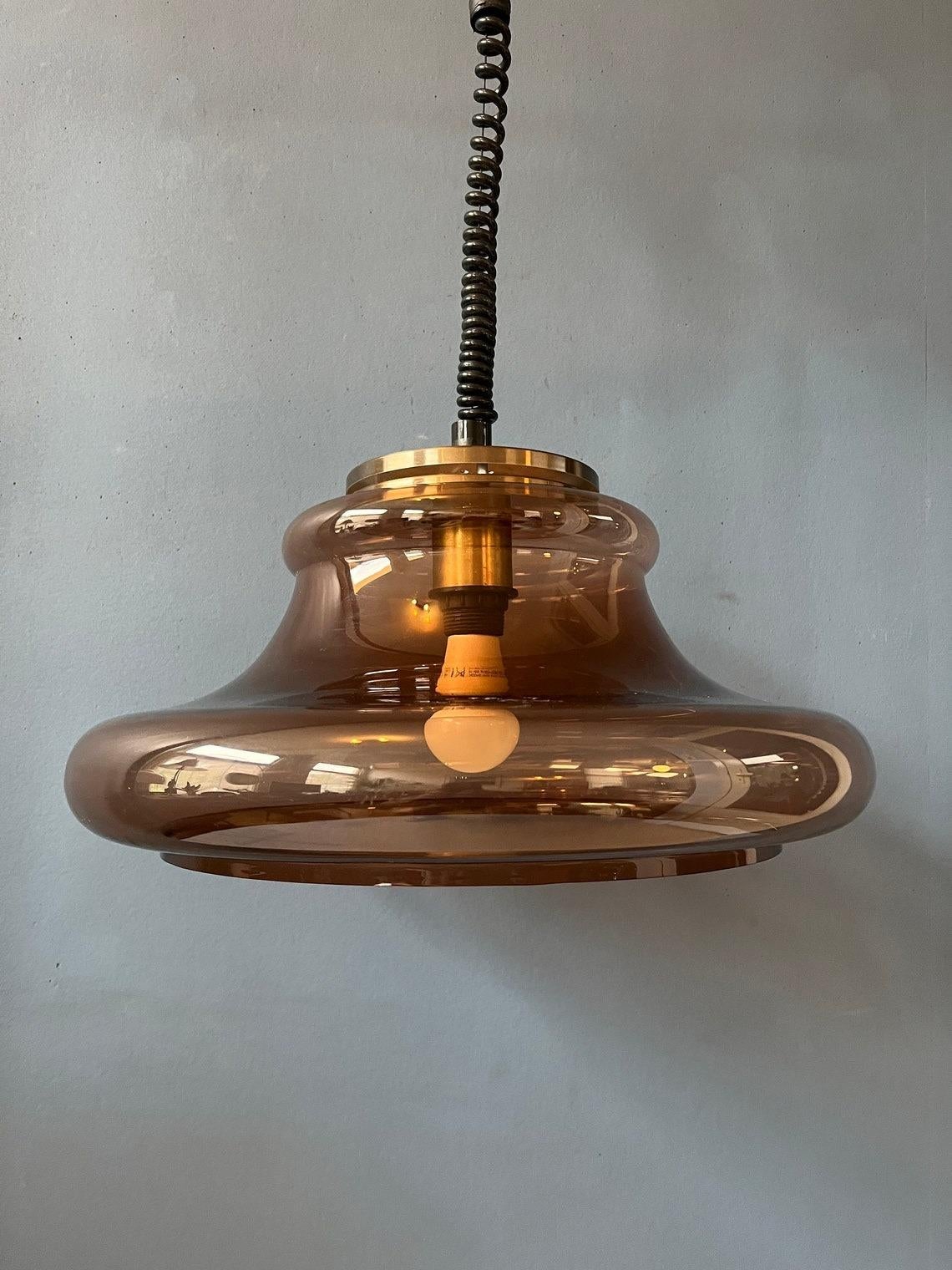 Mid Century Vintage Space Age Pendant Light Ceiling Lamp by Herda, 1970s For Sale 1