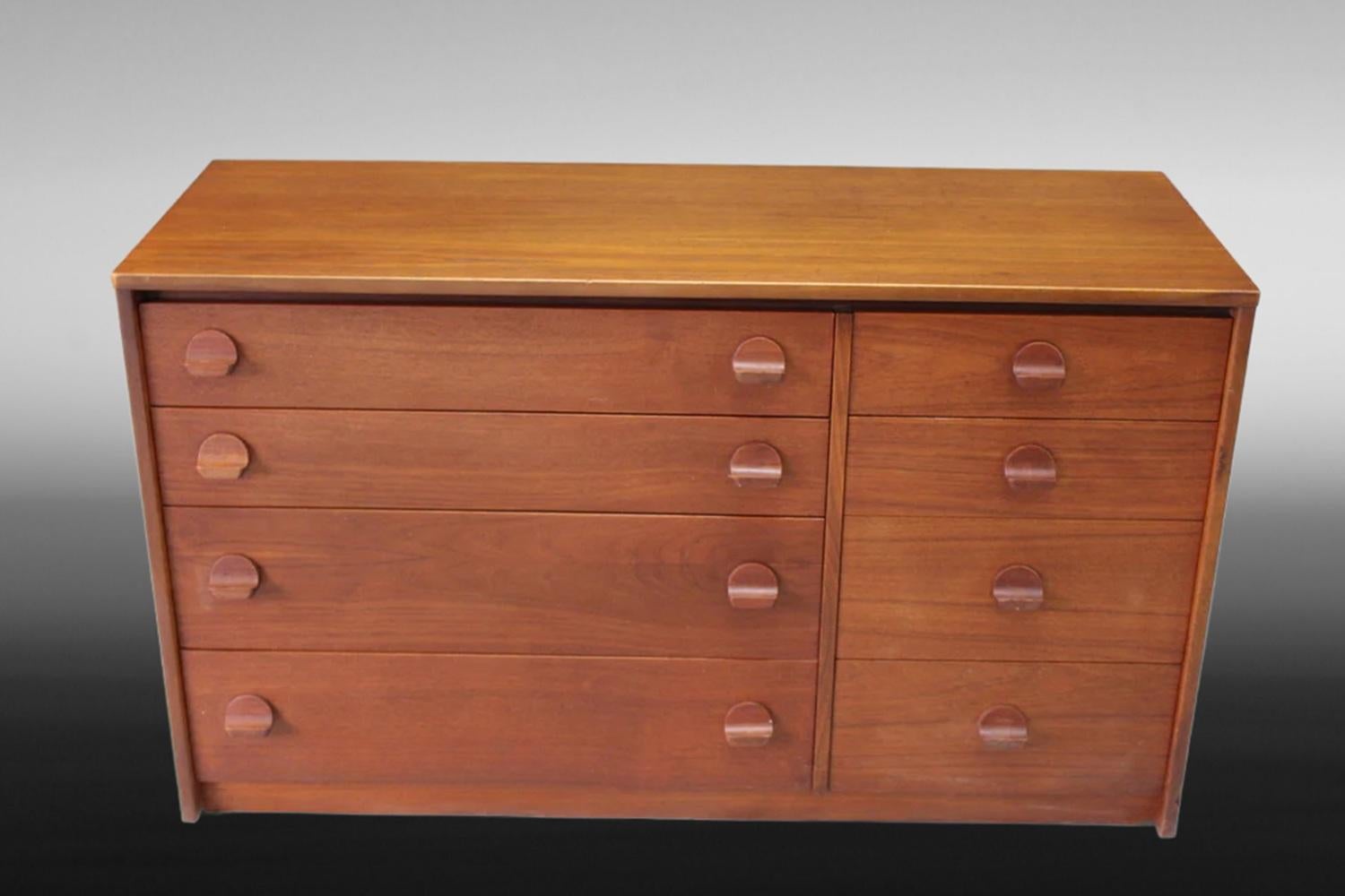 English Mid Century Vintage STAG Teak Chest of 8 Drawers For Sale