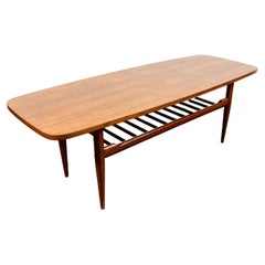 Mid-Century Vintage Surfboard Coffee Table with Ladder Storage 1960's