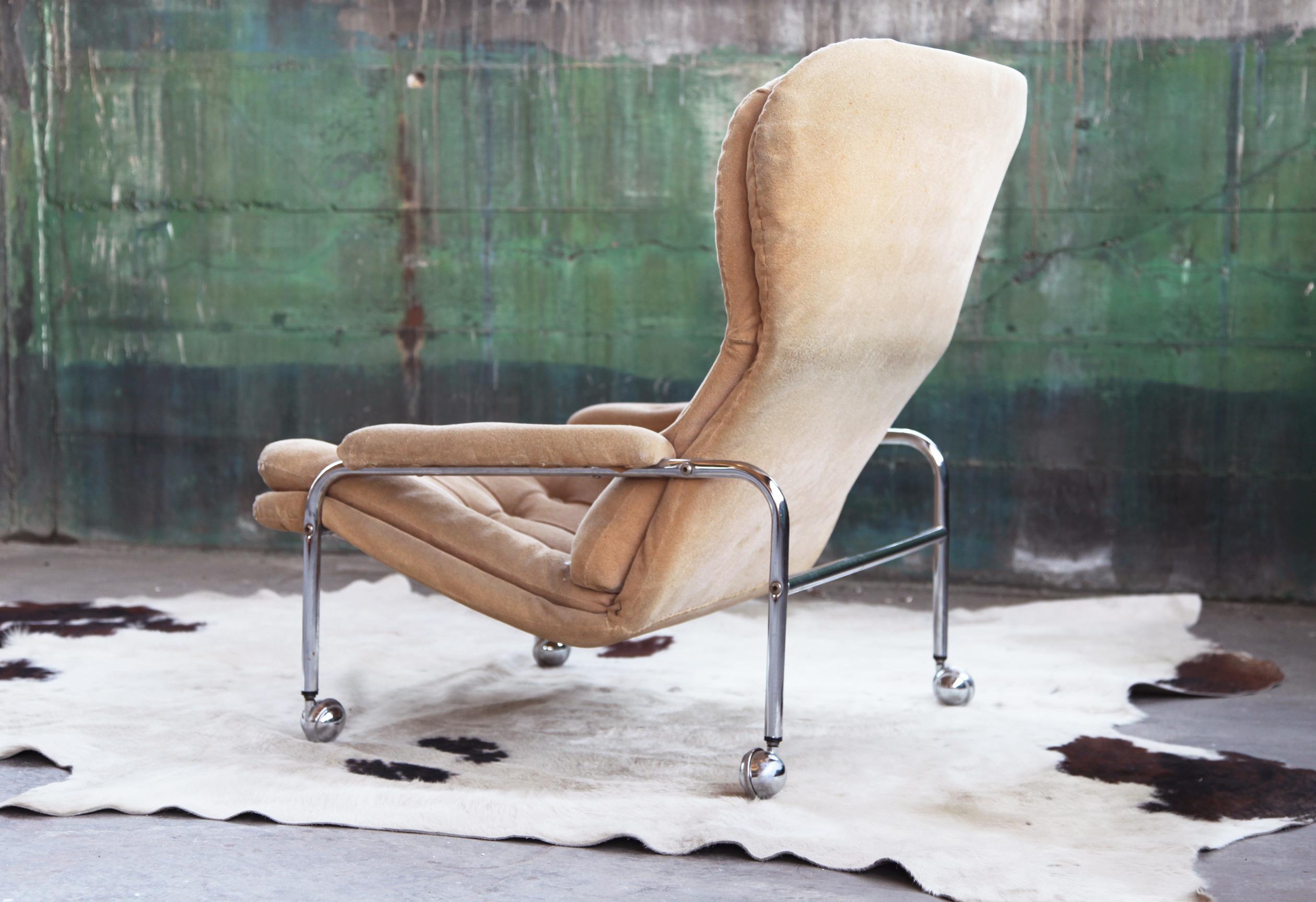 Late 20th Century Mid Century Vintage Swedish Lounge Chair by Scapa Rydaholm, 1970s For Sale